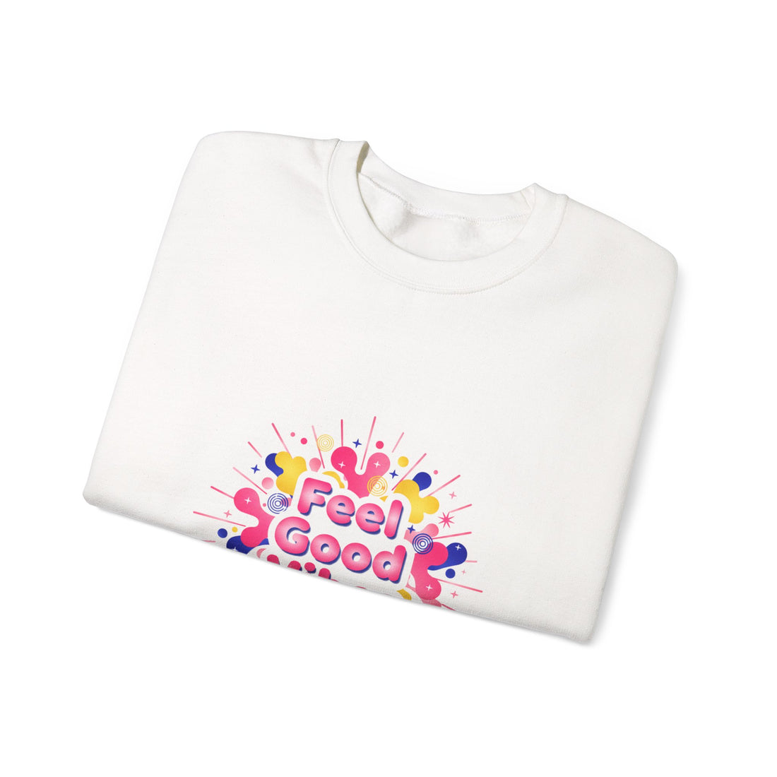 Feel Good Vibes Crewneck Sweatshirt | Dopamine Decor, Neon Gradient Squiggle Art