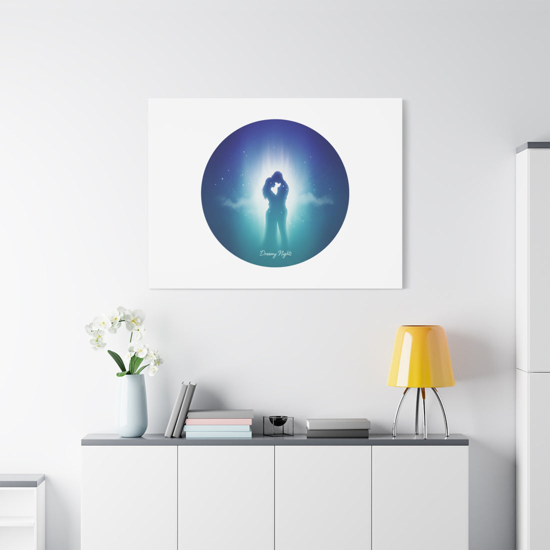 Dreamy Nightscape Canvas | Afterlight Atmospheric Print, Luminous Night Bloom