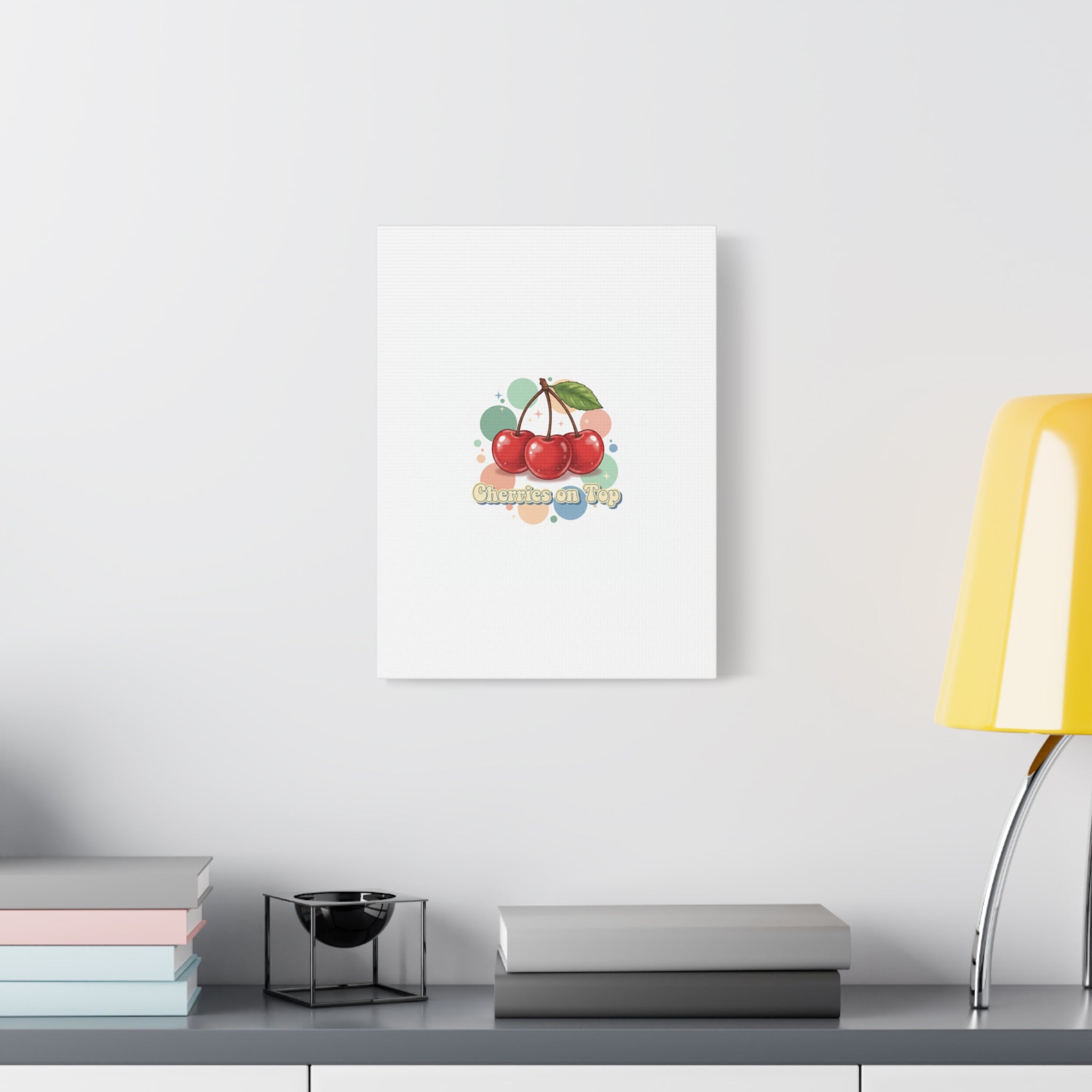 Cherries on Top Canvas | Retro Kawaii Fruit Wall Art