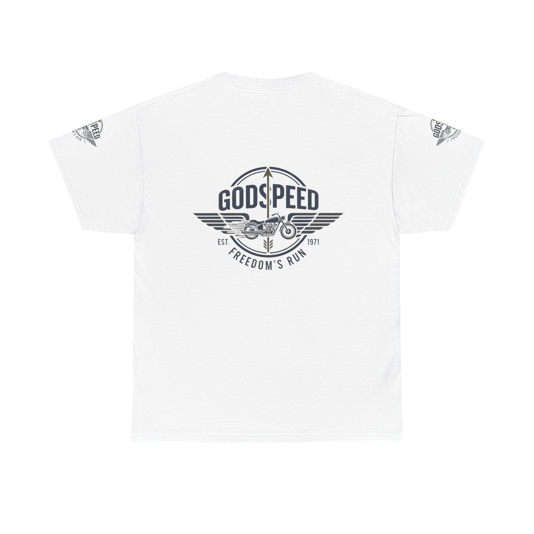 Godspeed Freedom Run Unisex Heavy Cotton Tee, Classic Graphic T-Shirt, Casual Wear, Gift for Runners, Vintage Style Apparel - Goat Corp