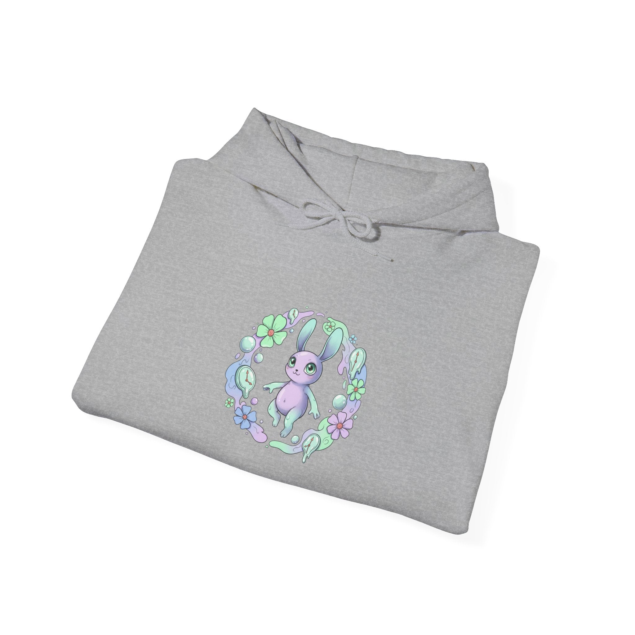 Surreal Pastel Bunny Wreath Hoodie | micro-surrealism, weirdcore graphic