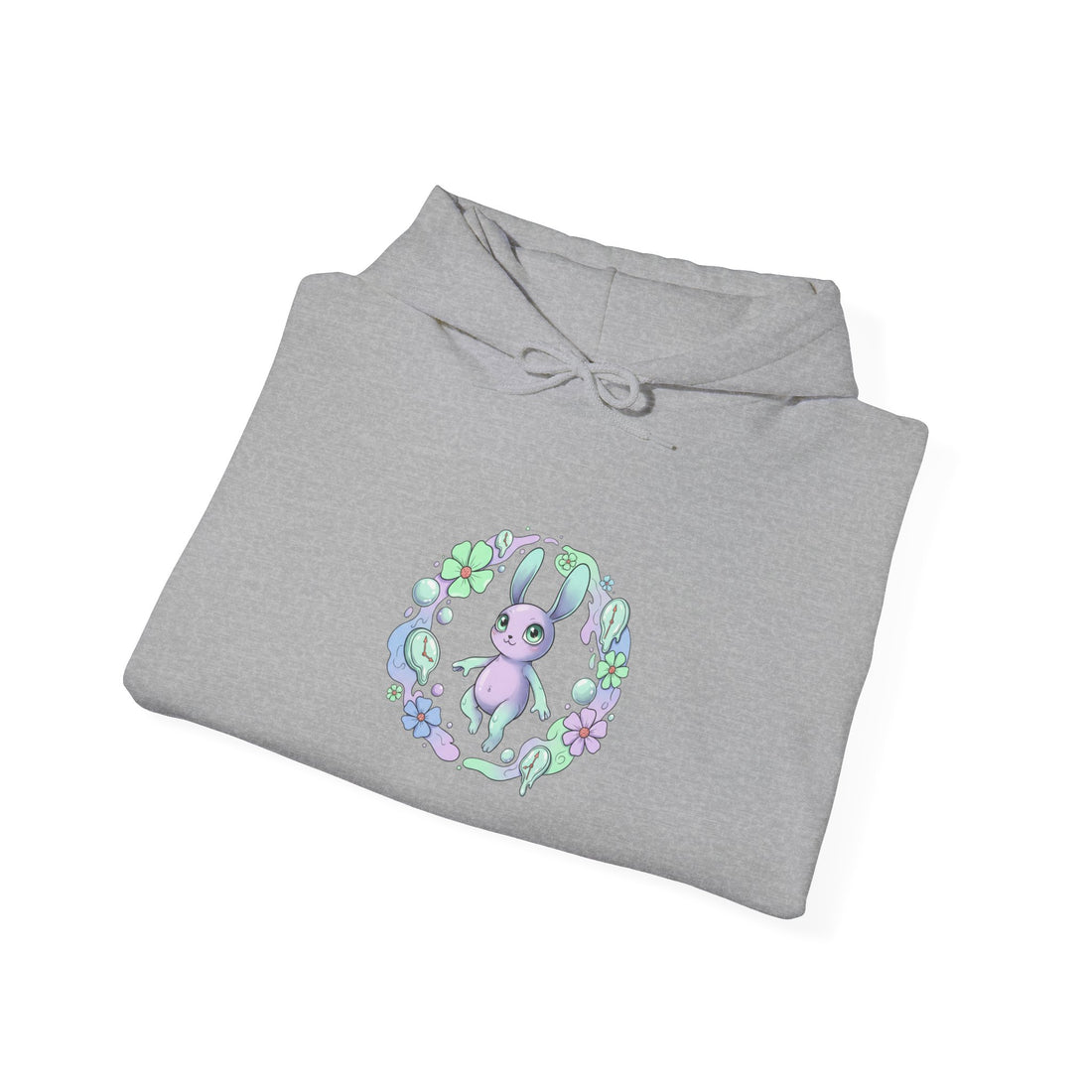 Surreal Pastel Bunny Wreath Hoodie | micro-surrealism, weirdcore graphic