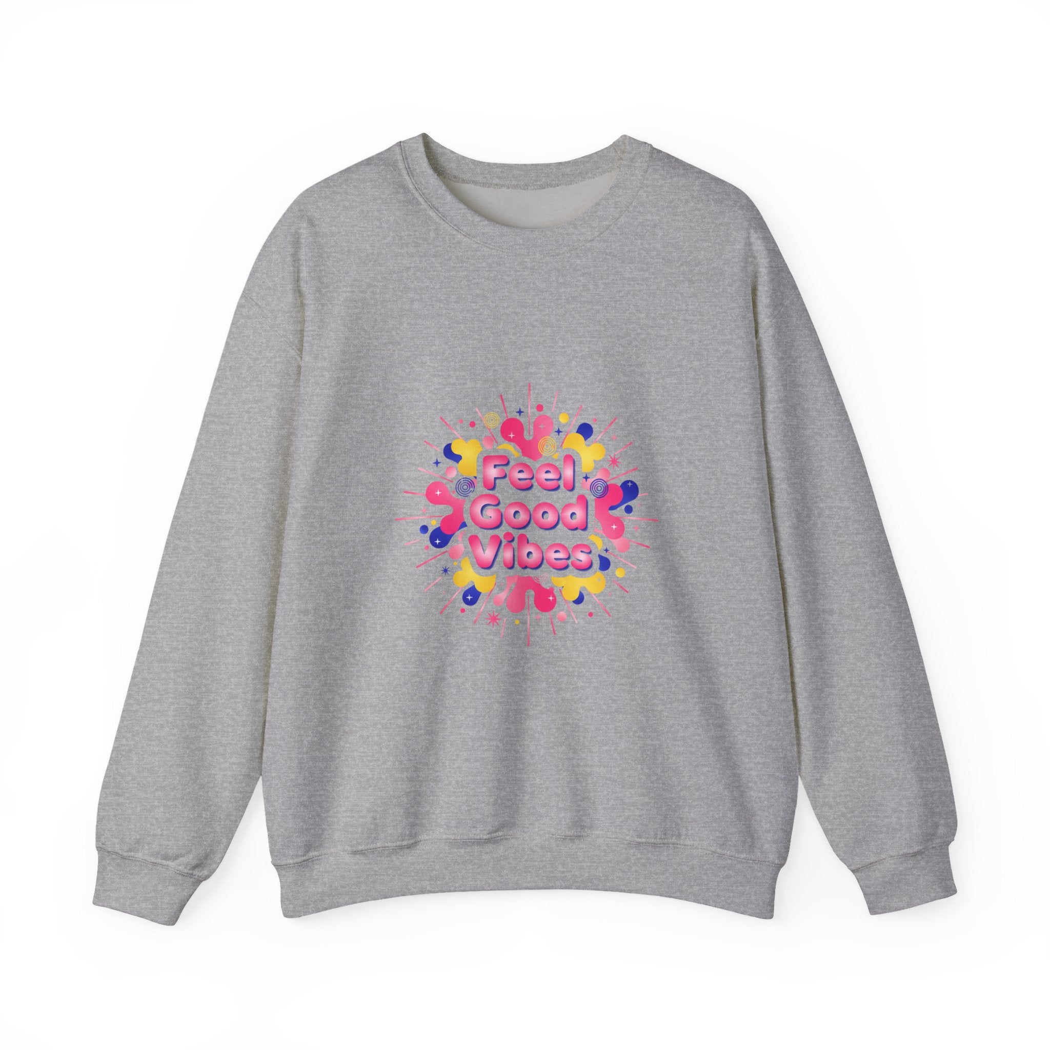 Feel Good Vibes Crewneck Sweatshirt | Dopamine Decor, Neon Gradient Squiggle Art