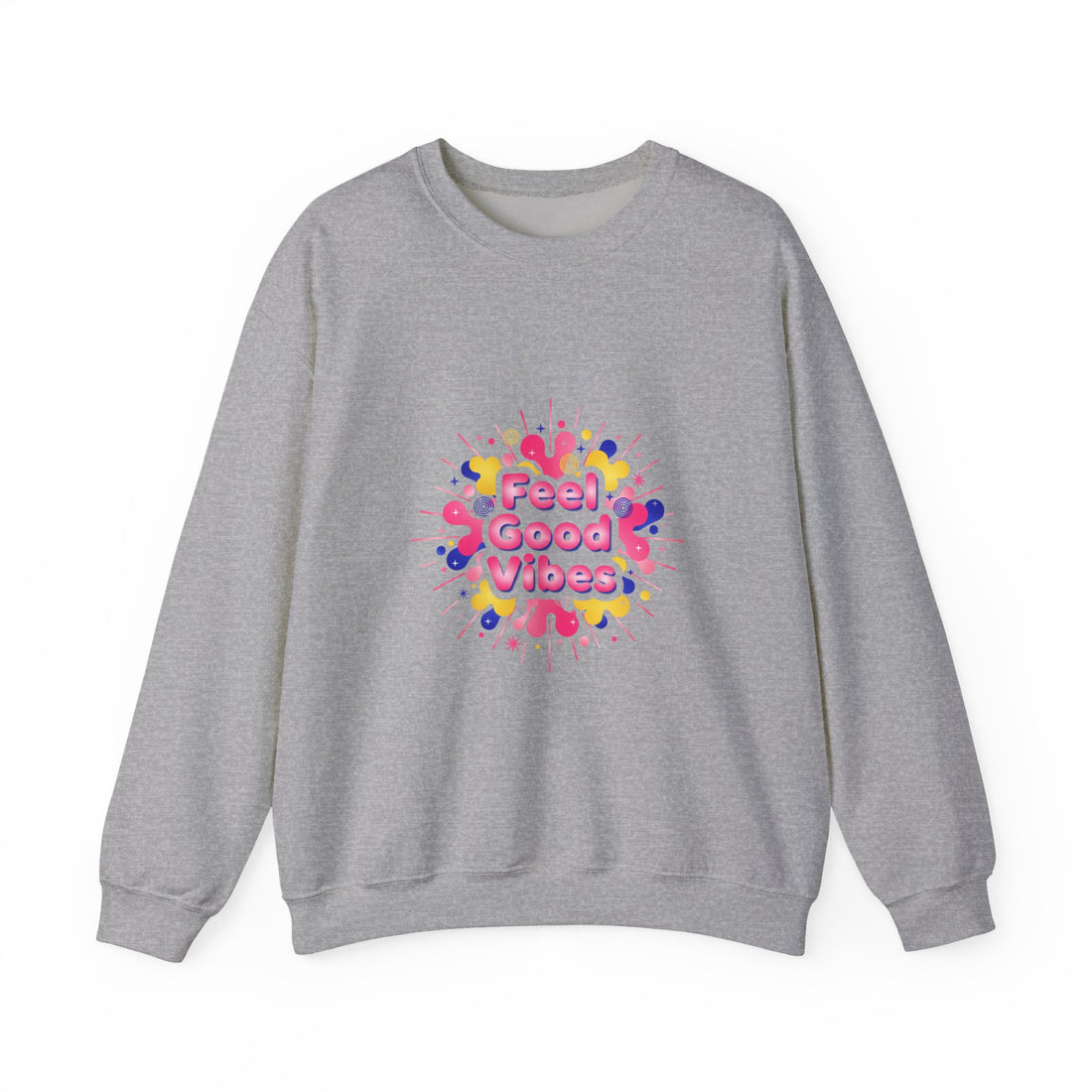 Feel Good Vibes Crewneck Sweatshirt | Dopamine Decor, Neon Gradient Squiggle Art