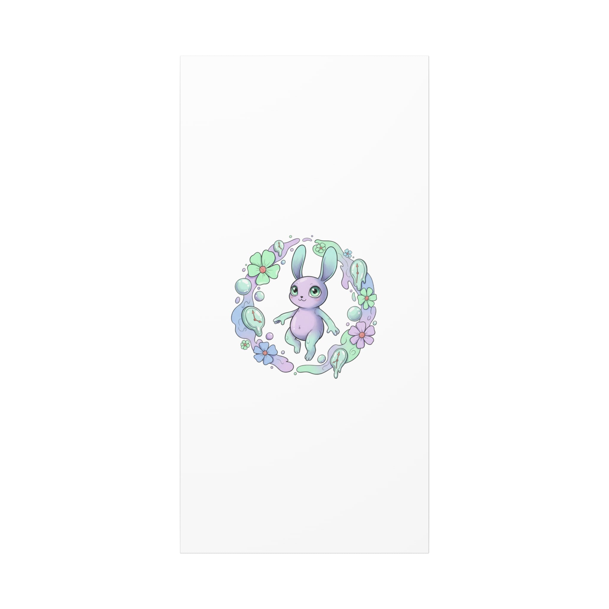 Micro-Surreal Bunny Wreath Canvas | Weirdcore Micro-Surrealism Art