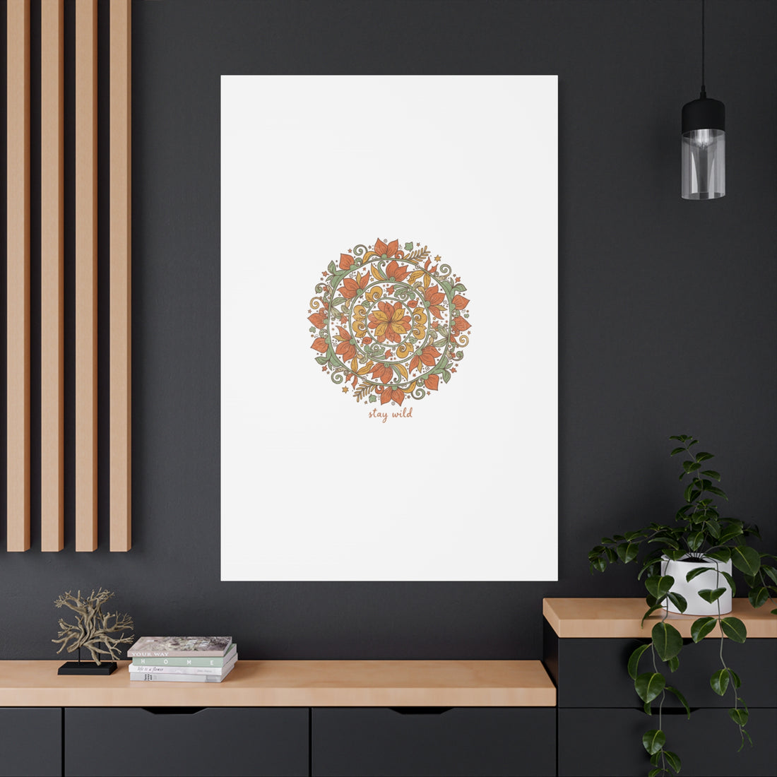 Stay Wild Mandala Canvas, Boho Paisley Wall Art | Artisanal Boho Print