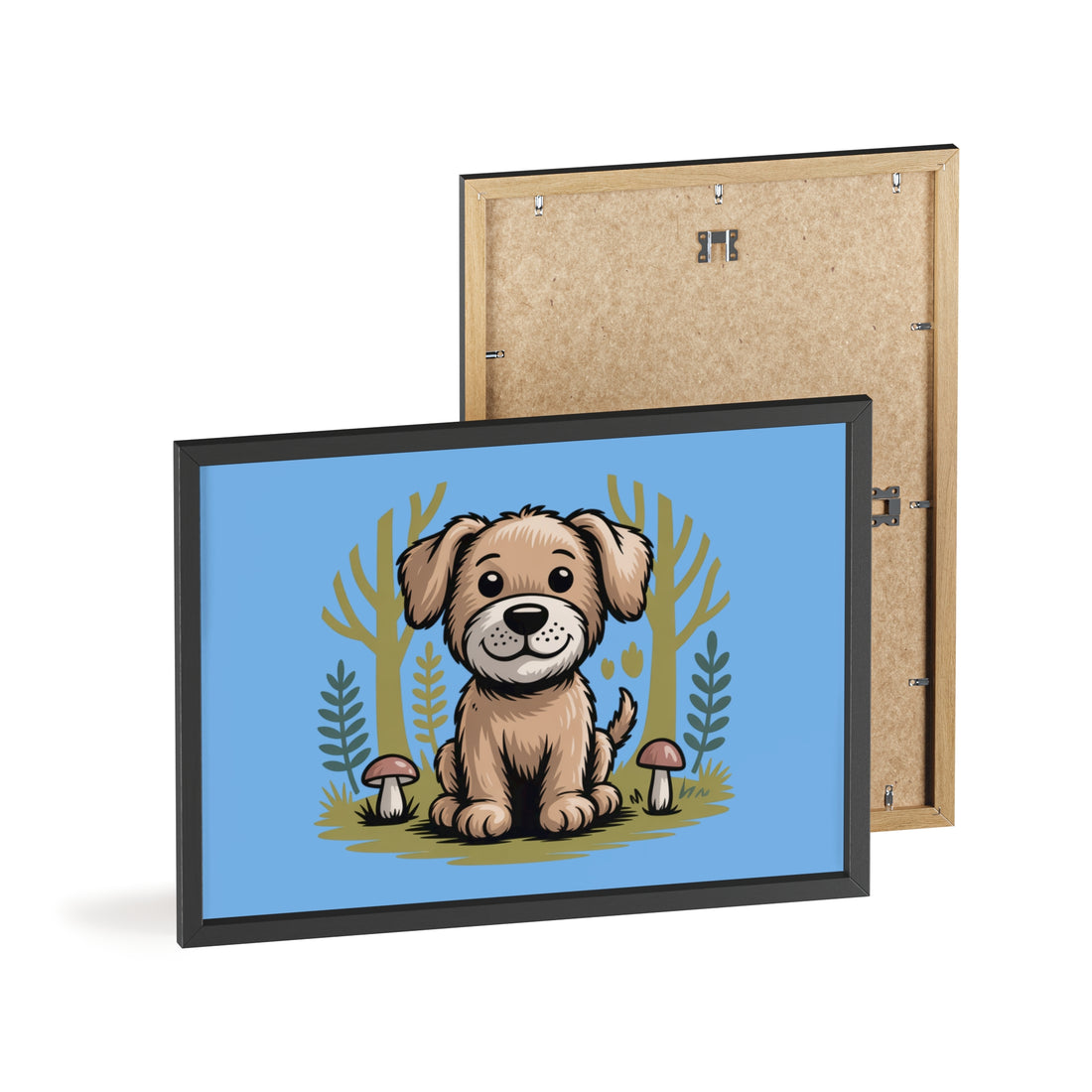 Cute Puppy Poster with Wooden Frame — Nursery Wall Art