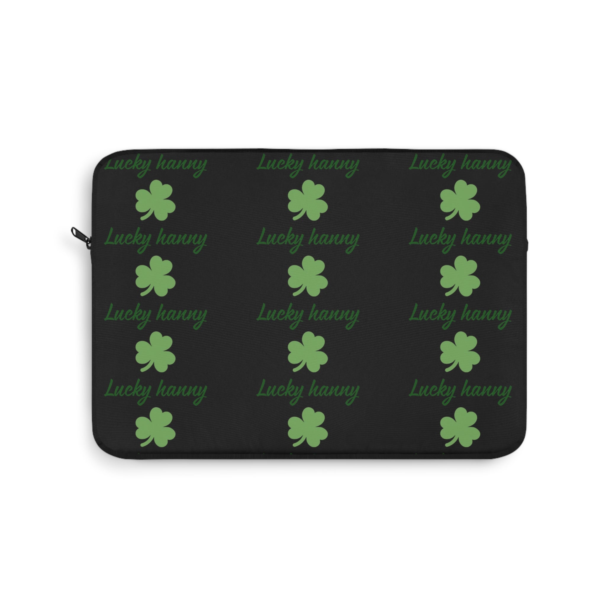 Lucky Hanny Clovers Laptop Sleeve | St. Patrick's Day Gift | Trendy Tech Case | Lucky Charm Sleeve | Green Shamrock Design - Goat Corp