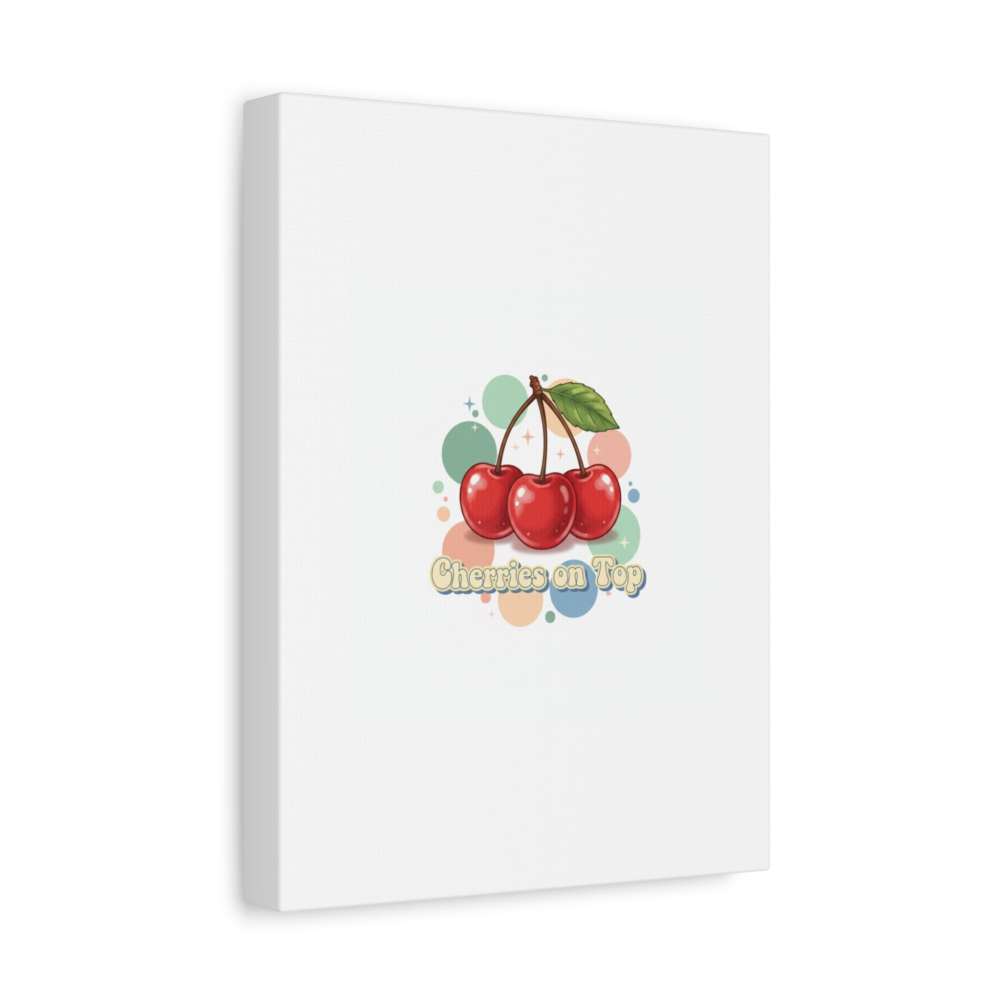 Cherries on Top Canvas | Retro Kawaii Fruit Wall Art