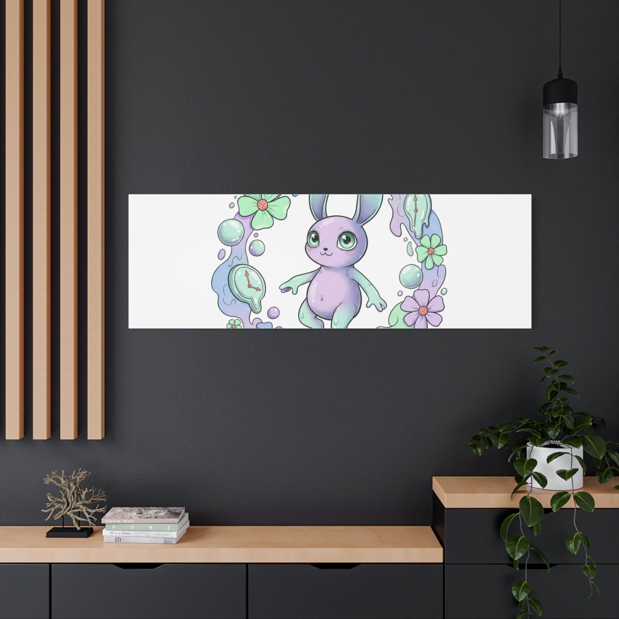Micro-Surreal Bunny Wreath Canvas | Weirdcore Micro-Surrealism Art