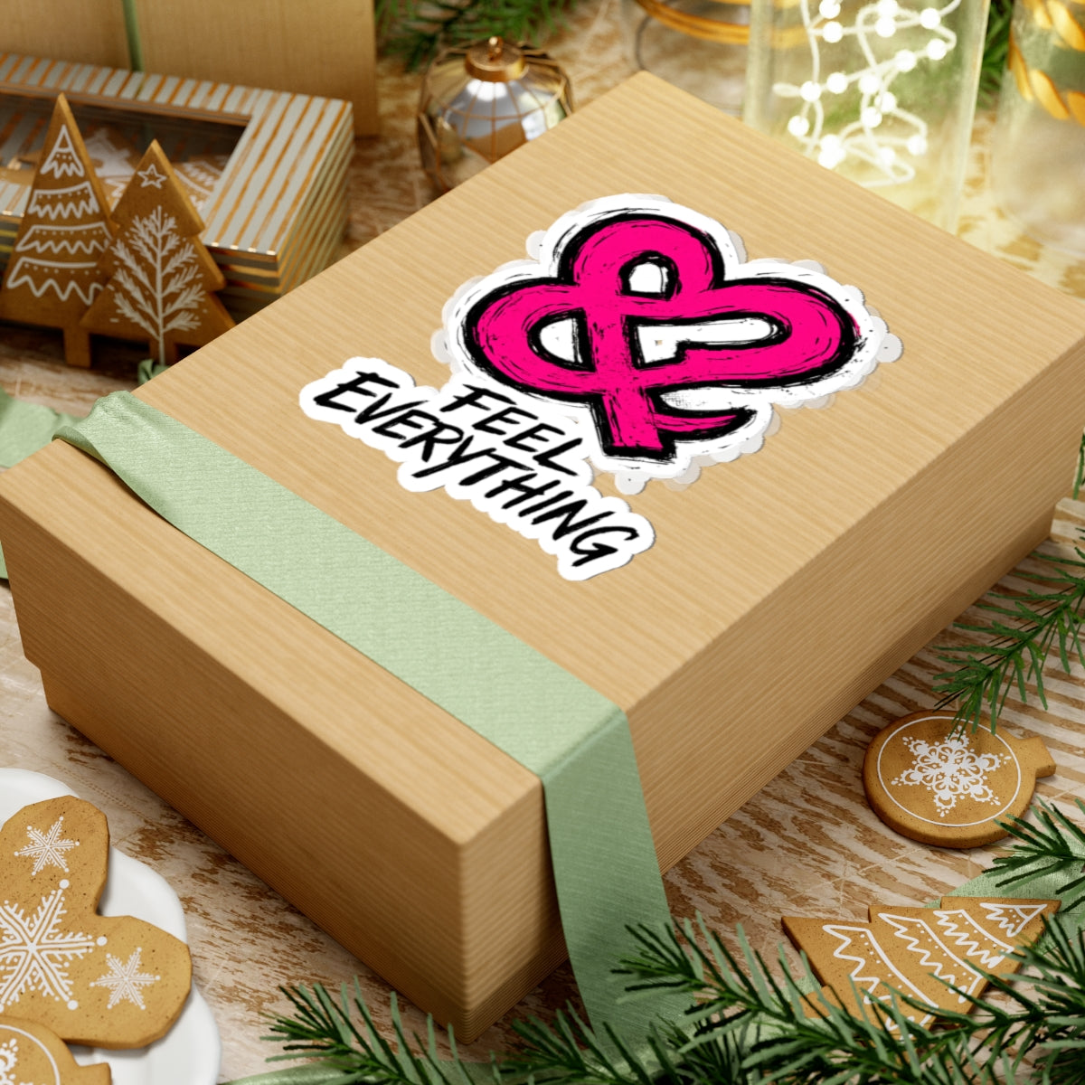 Kiss-Cut Sticker — Pink Ampersand “Feel Everything” Inspirational Sticker