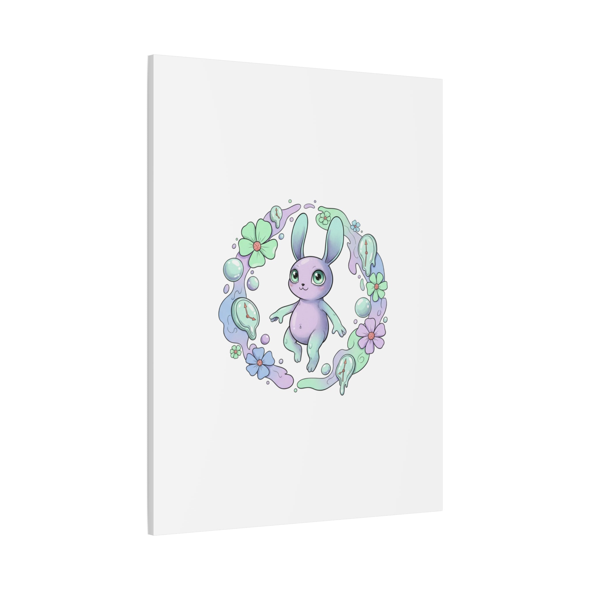 Micro-Surreal Bunny Wreath Canvas | Weirdcore Micro-Surrealism Art