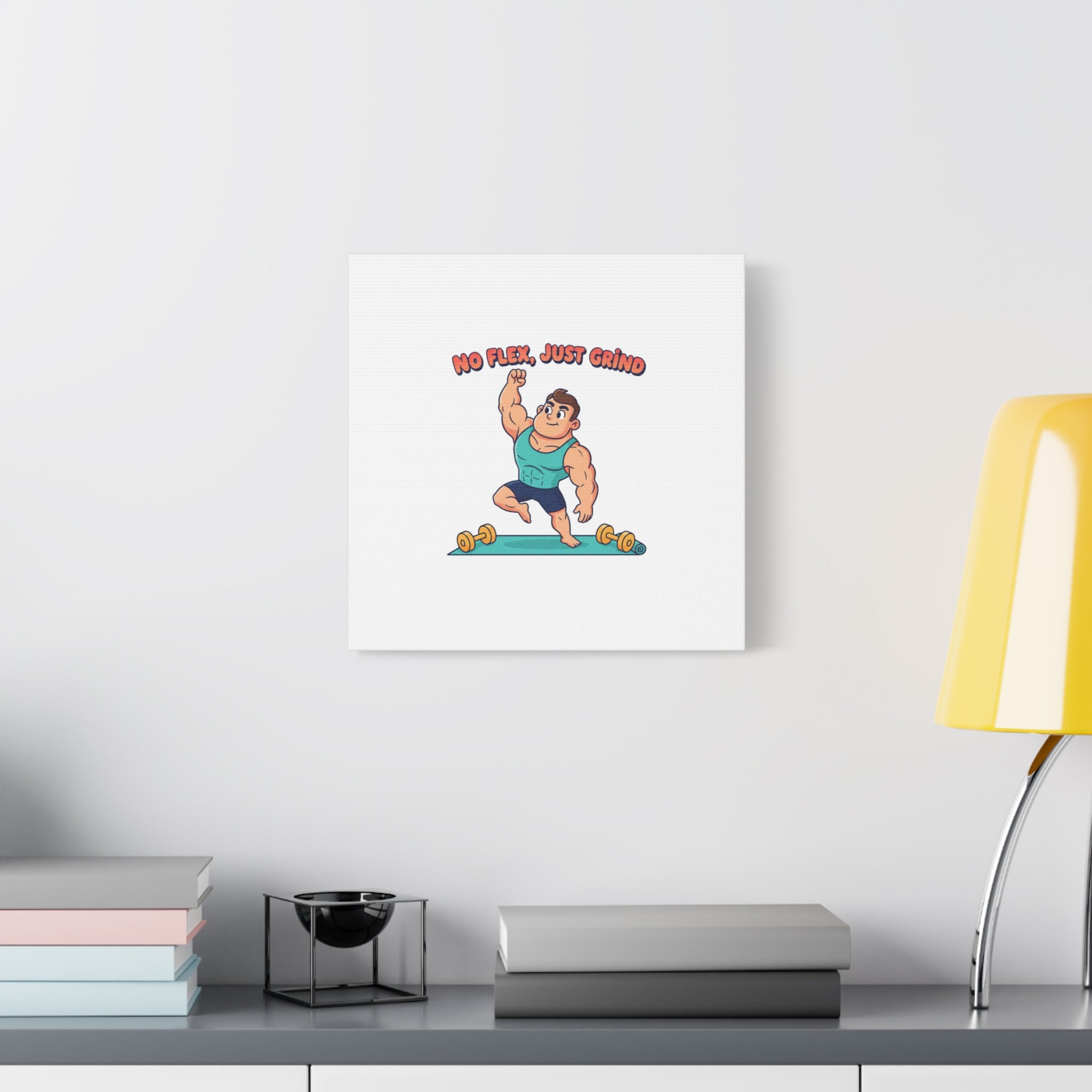 No Flex Just Grind canvas, Gymtimidation humor wall art | start small fitness décor