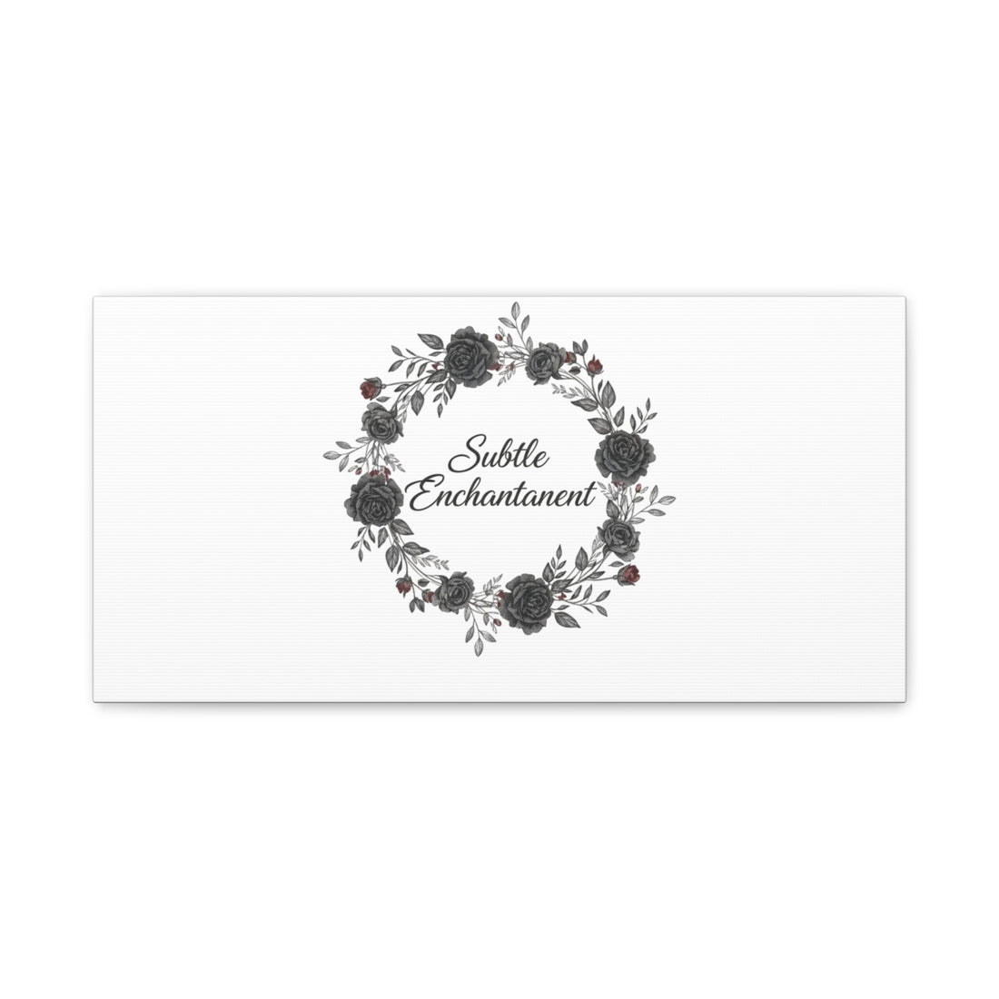 Moon Rose Wreath Canvas, Romantic Gothic Lite, Soft Goth Floral Wall Art