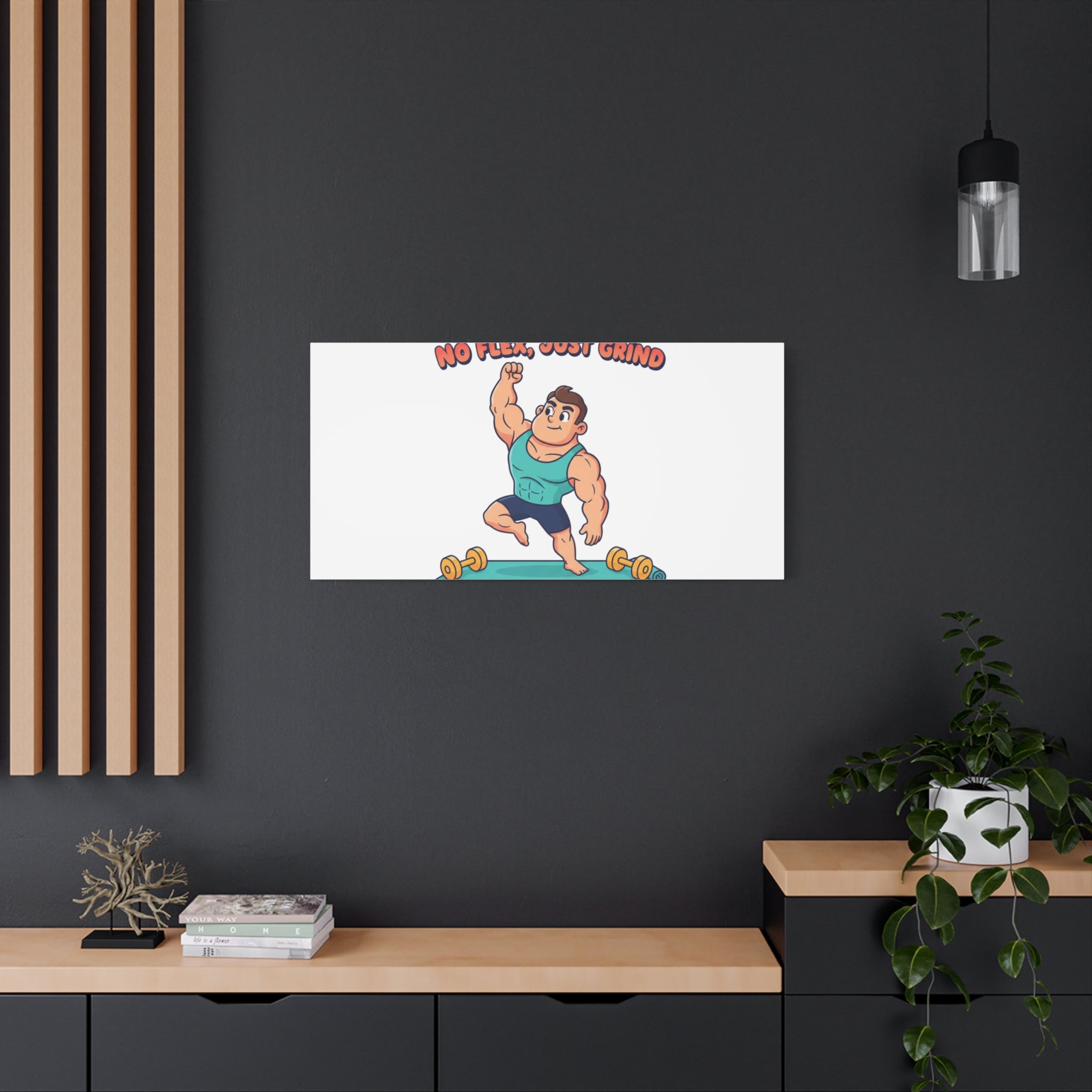 No Flex Just Grind canvas, Gymtimidation humor wall art | start small fitness décor