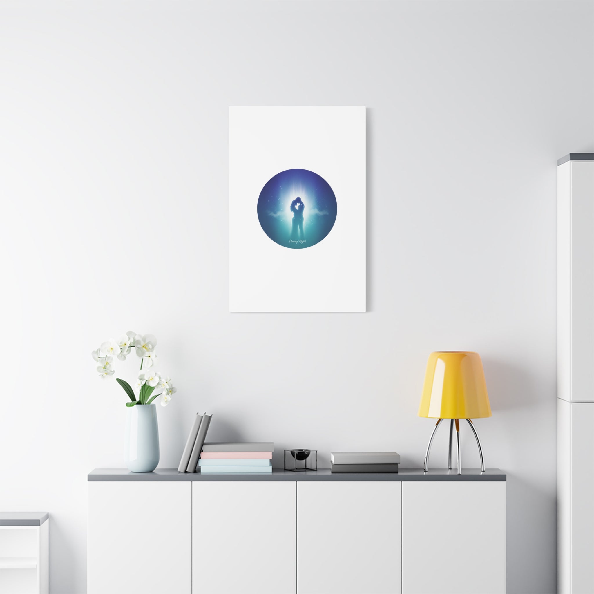 Dreamy Nightscape Canvas | Afterlight Atmospheric Print, Luminous Night Bloom