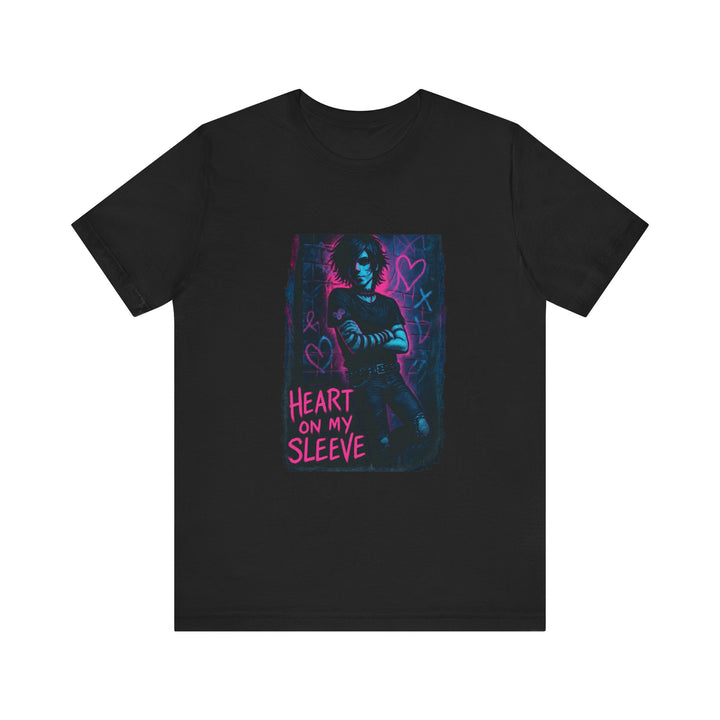 Heart On My Sleeve Graphic Tee — Neon Goth Portrait T‑Shirt