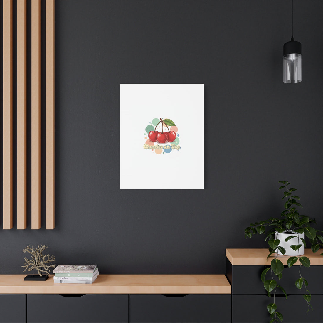 Cherries on Top Canvas | Retro Kawaii Fruit Wall Art