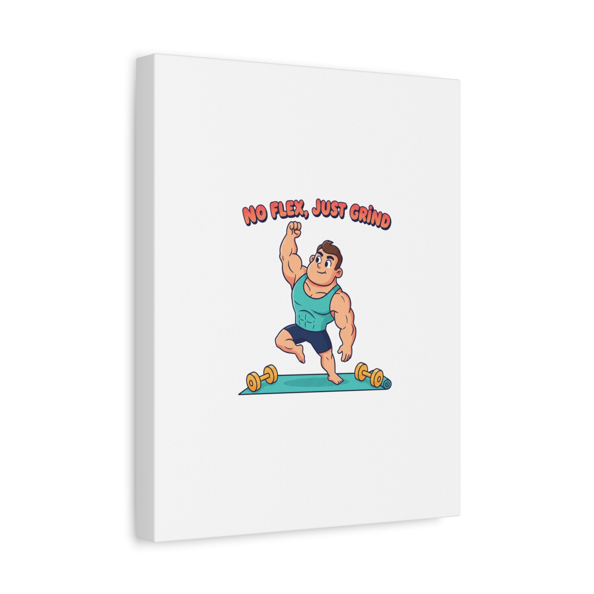 No Flex Just Grind canvas, Gymtimidation humor wall art | start small fitness décor