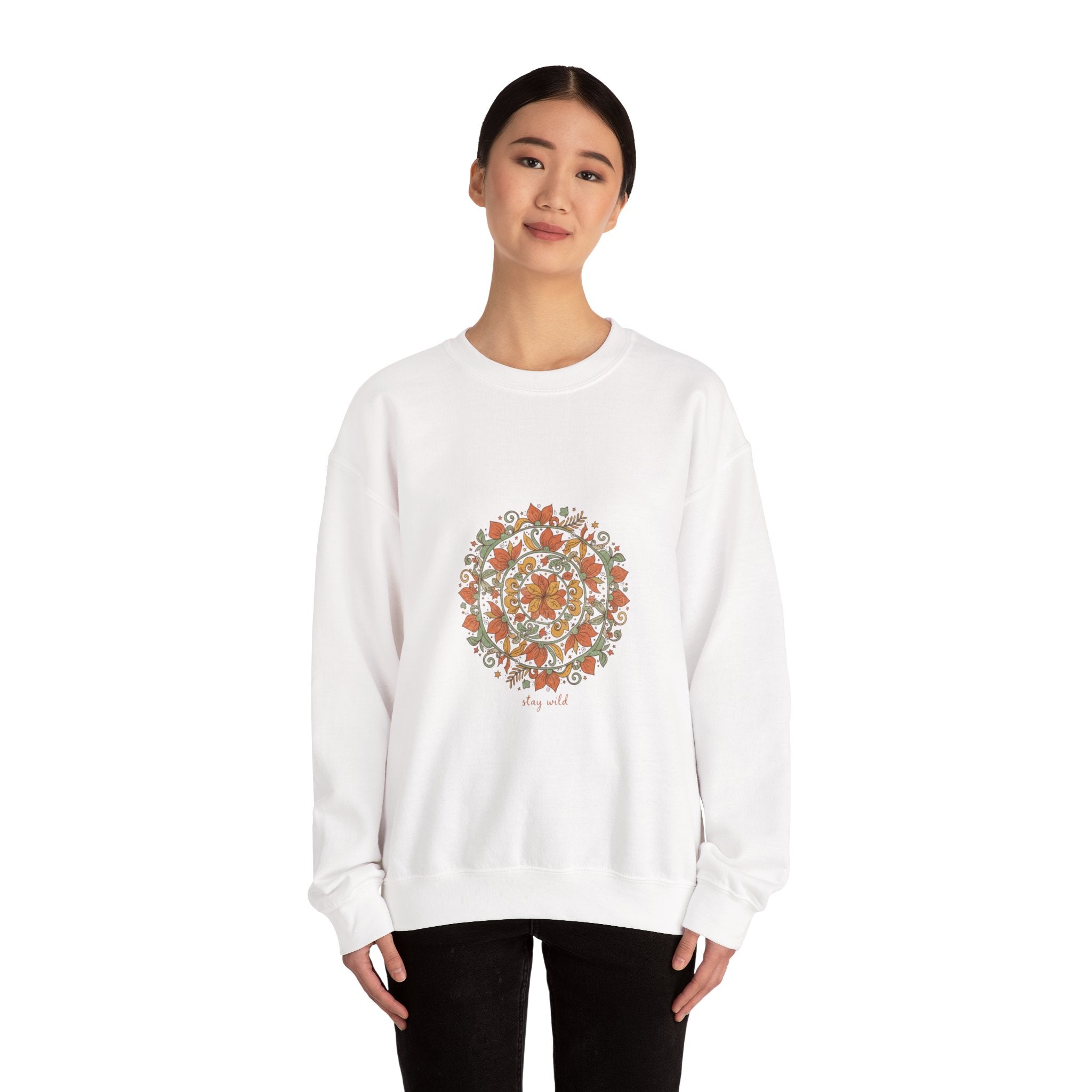 Boho Mandala Sweatshirt, mandala pattern print, vintage paisley design