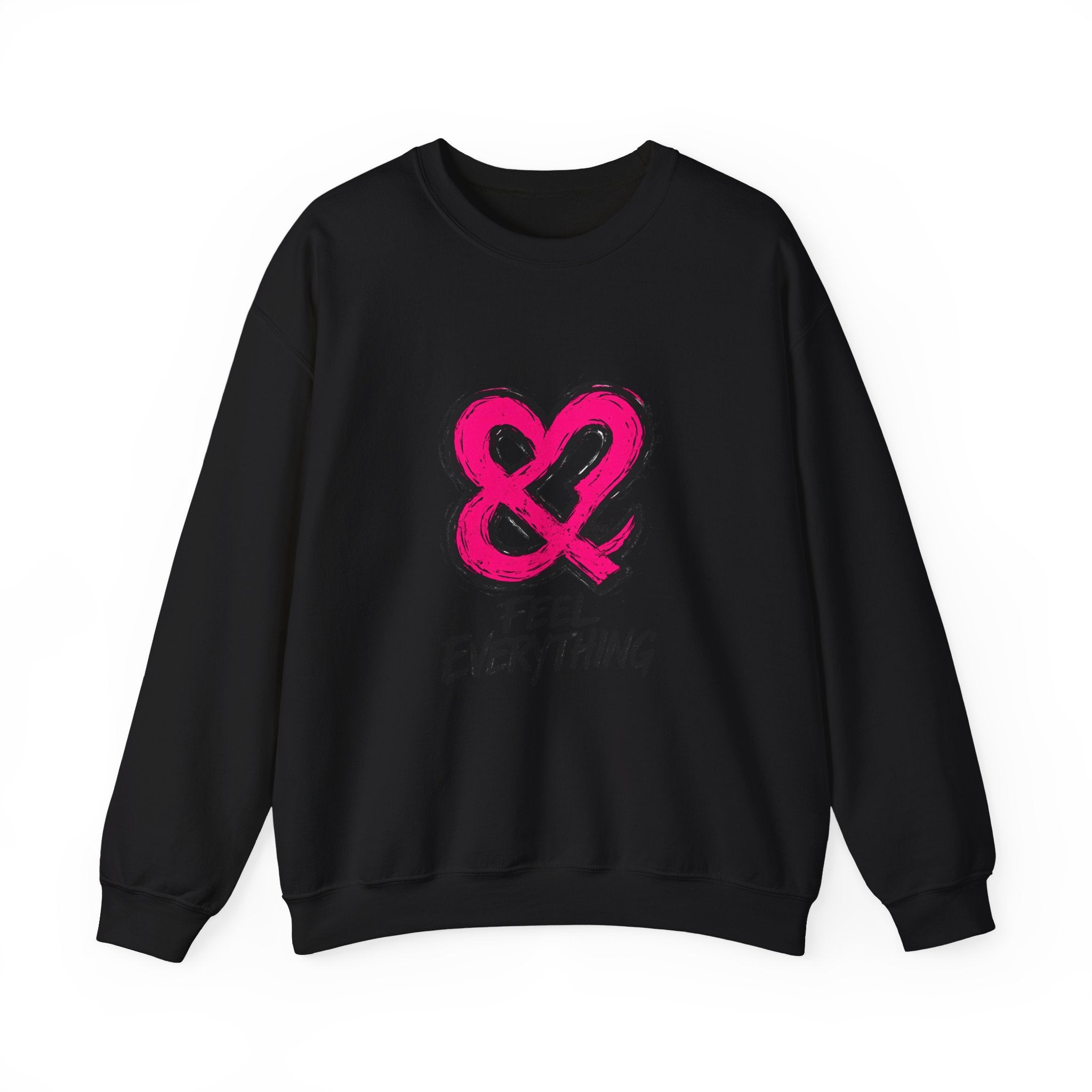 Crewneck Sweatshirt - Pink Ampersand "Feel Everything" Graphic