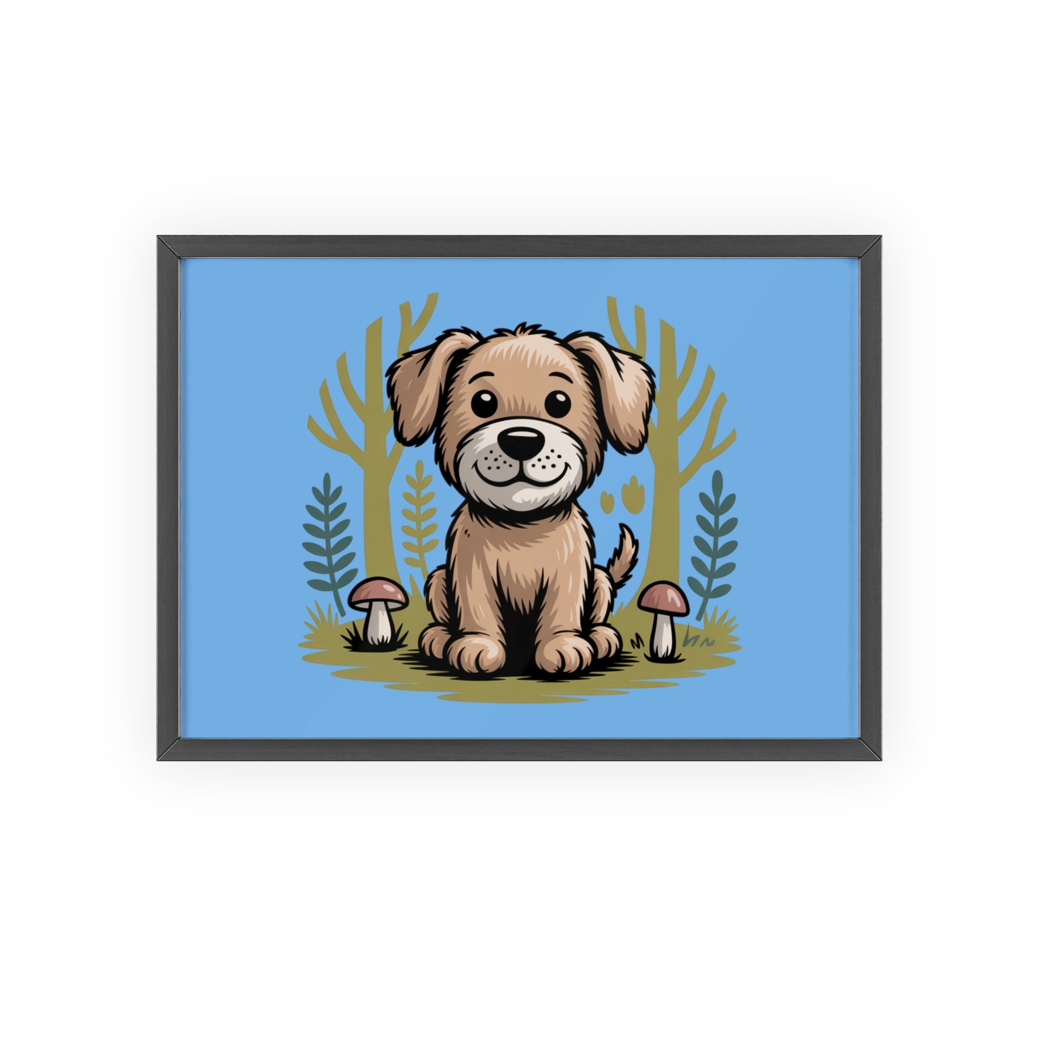 Cute Puppy Poster with Wooden Frame — Nursery Wall Art