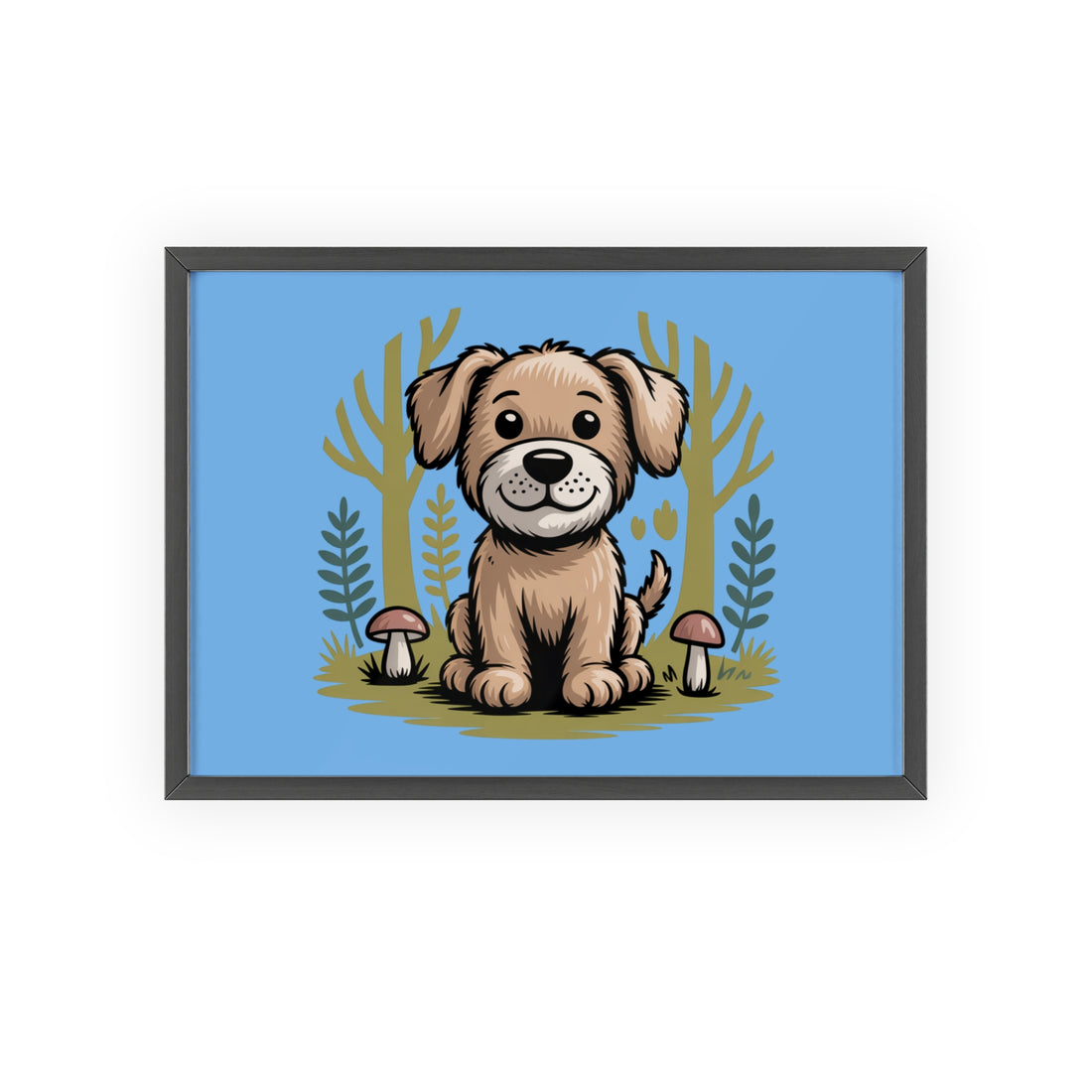 Cute Puppy Poster with Wooden Frame — Nursery Wall Art
