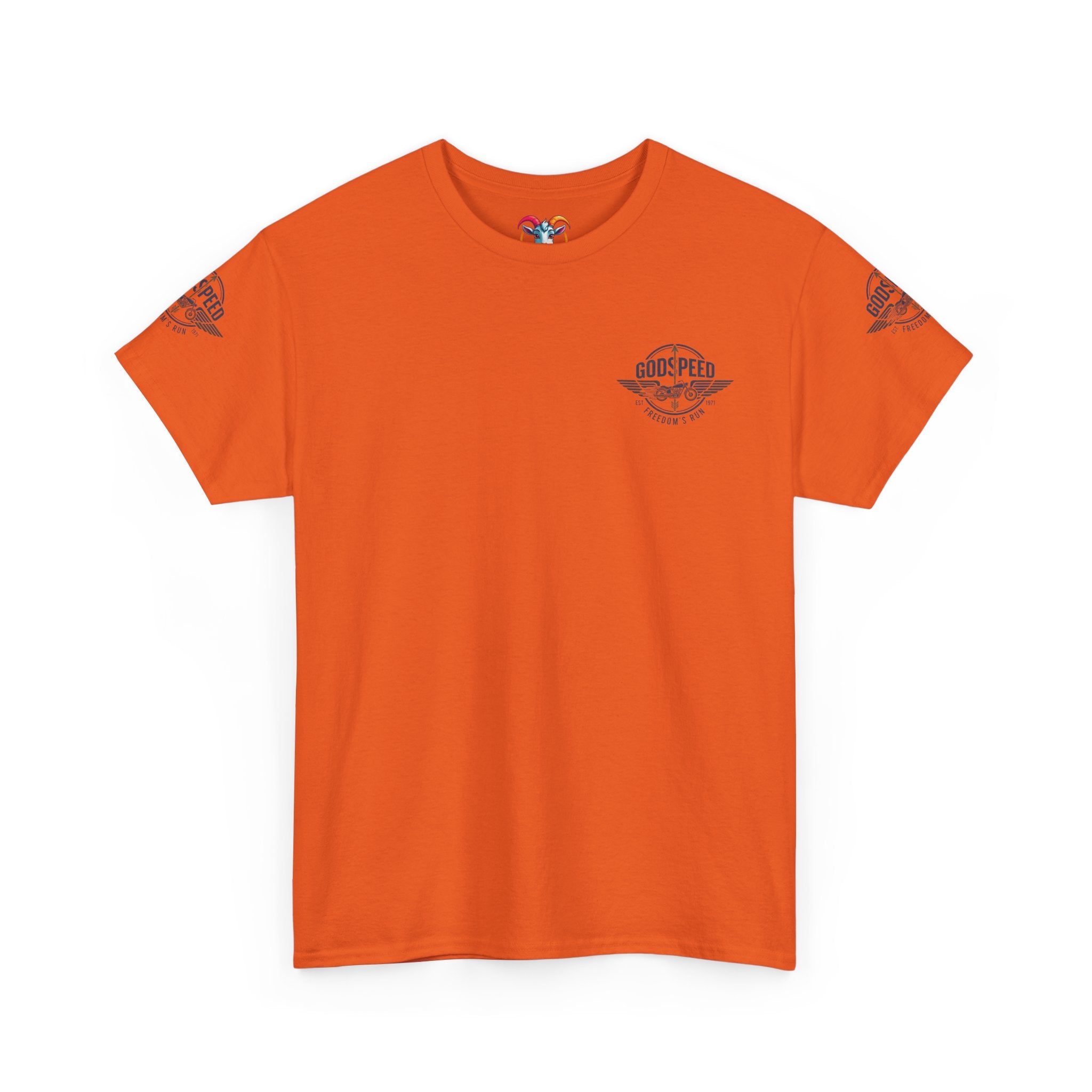 Godspeed Freedom Run Unisex Heavy Cotton Tee, Classic Graphic T-Shirt, Casual Wear, Gift for Runners, Vintage Style Apparel - Goat Corp