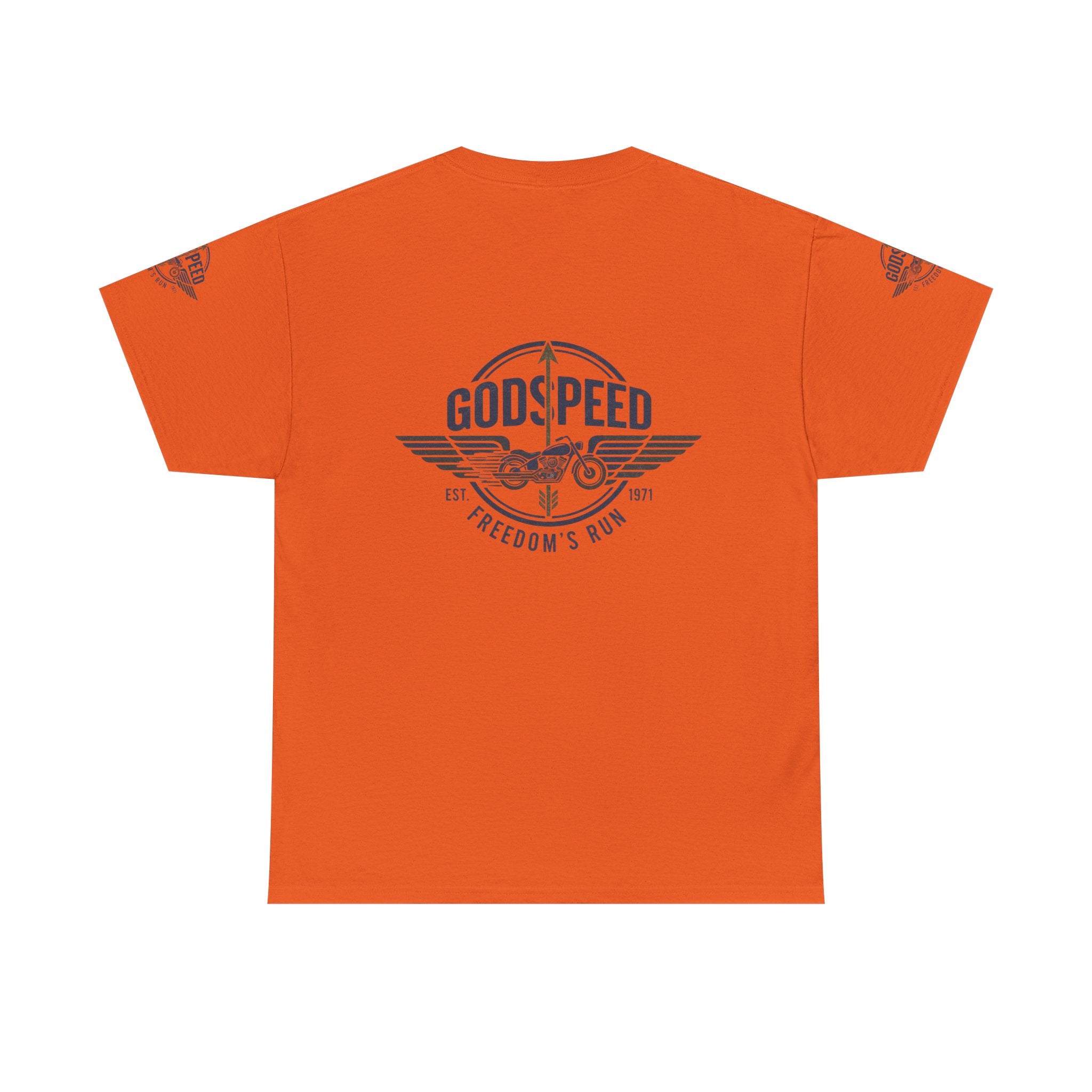 Godspeed Freedom Run Unisex Heavy Cotton Tee, Classic Graphic T-Shirt, Casual Wear, Gift for Runners, Vintage Style Apparel - Goat Corp