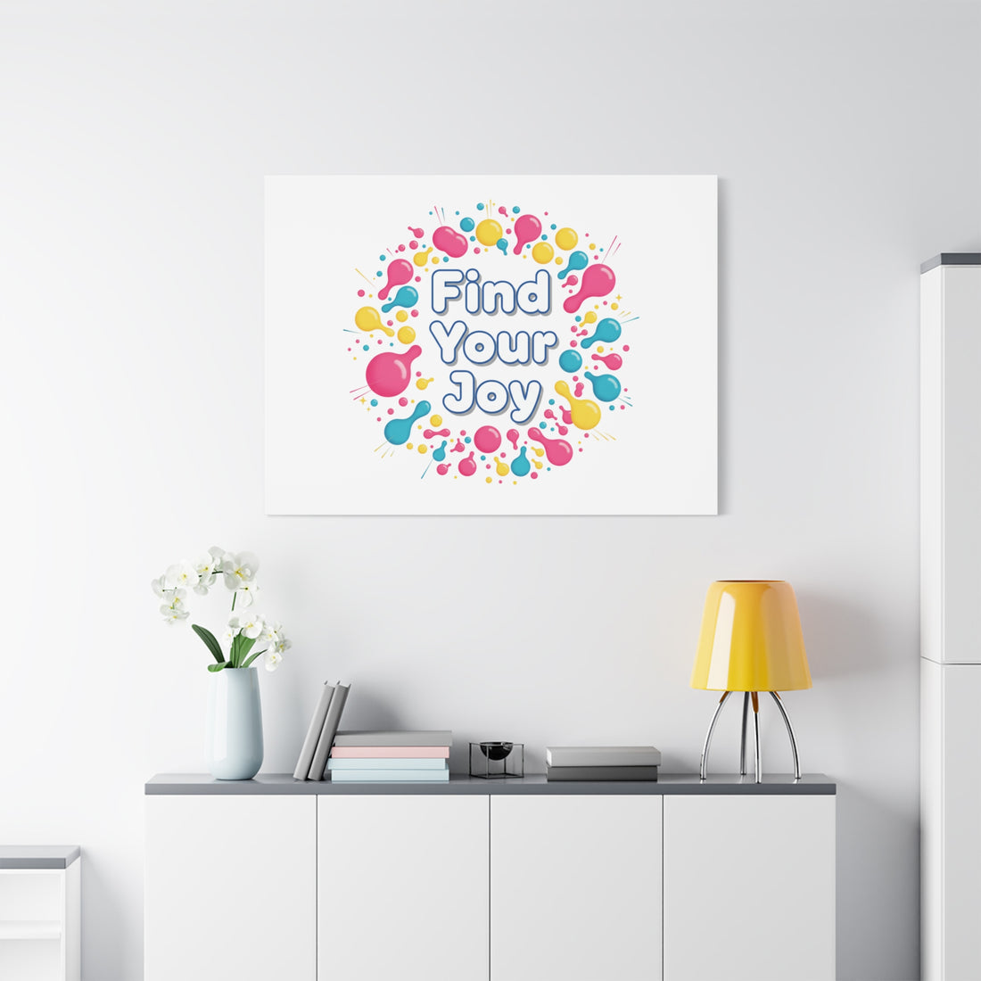 Find Your Joy Canvas | Dopamine Decor, Neon Gradient Squiggle Art