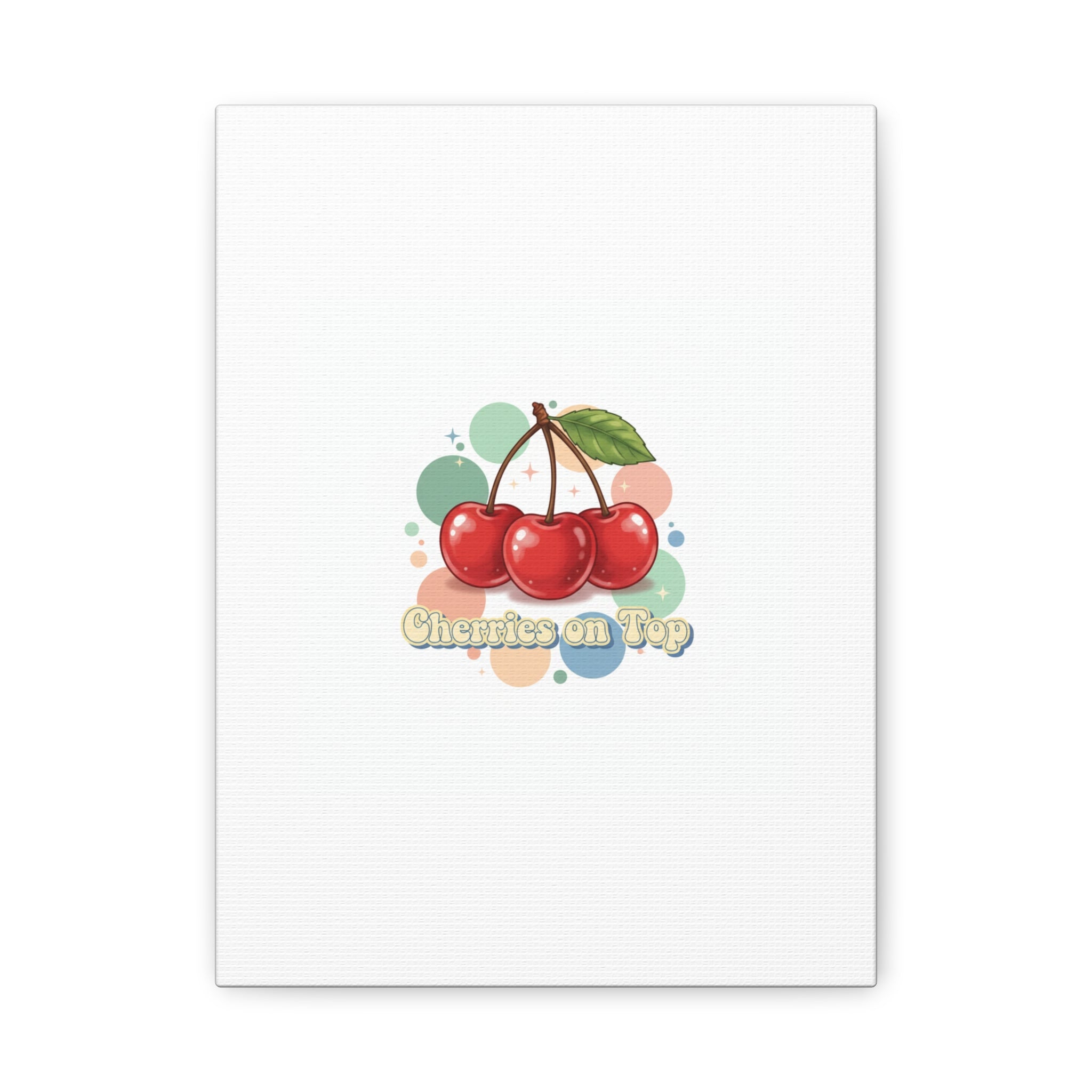 Cherries on Top Canvas | Retro Kawaii Fruit Wall Art