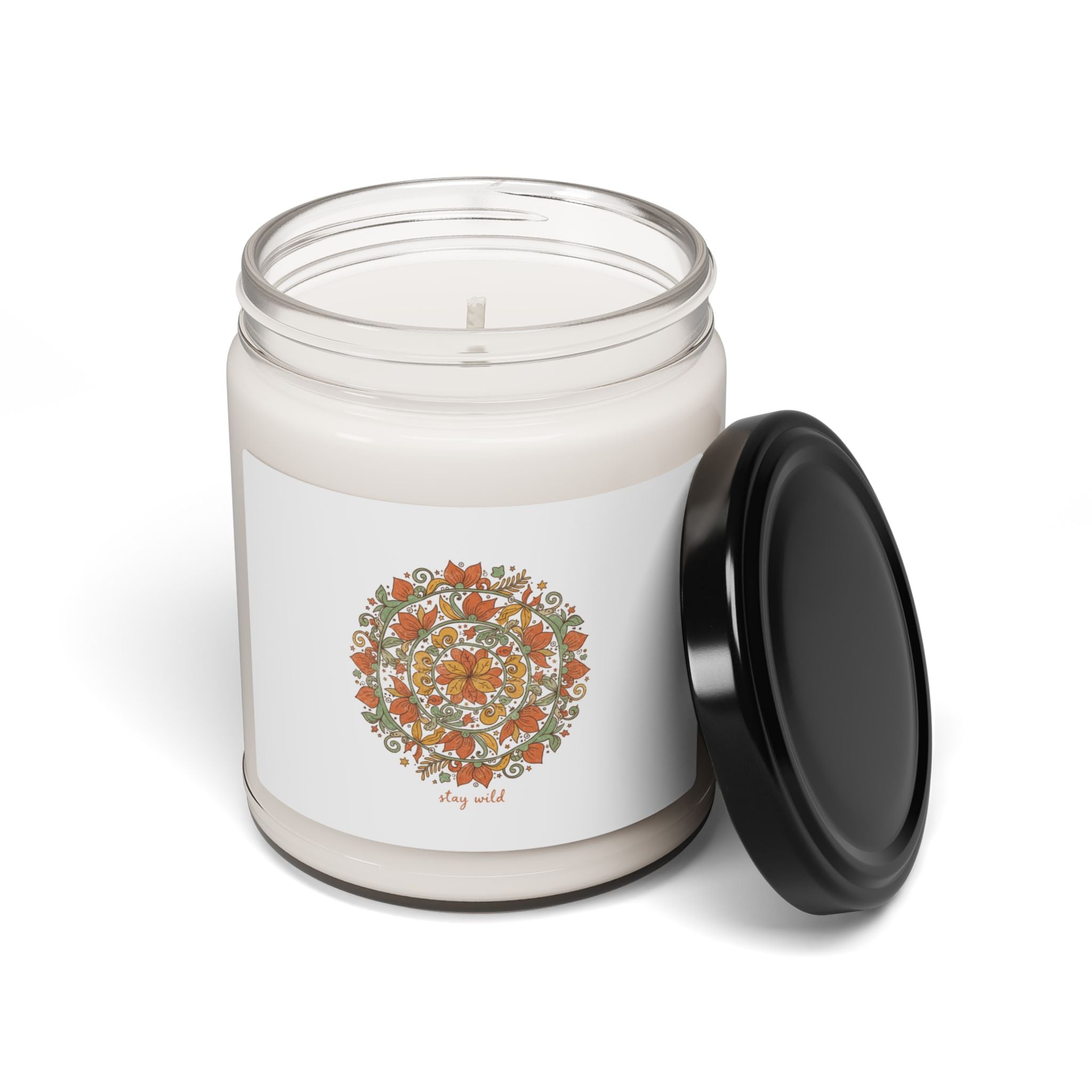 Boho Mandala Candle | Soy Jar Candle, Vintage Paisley Pattern