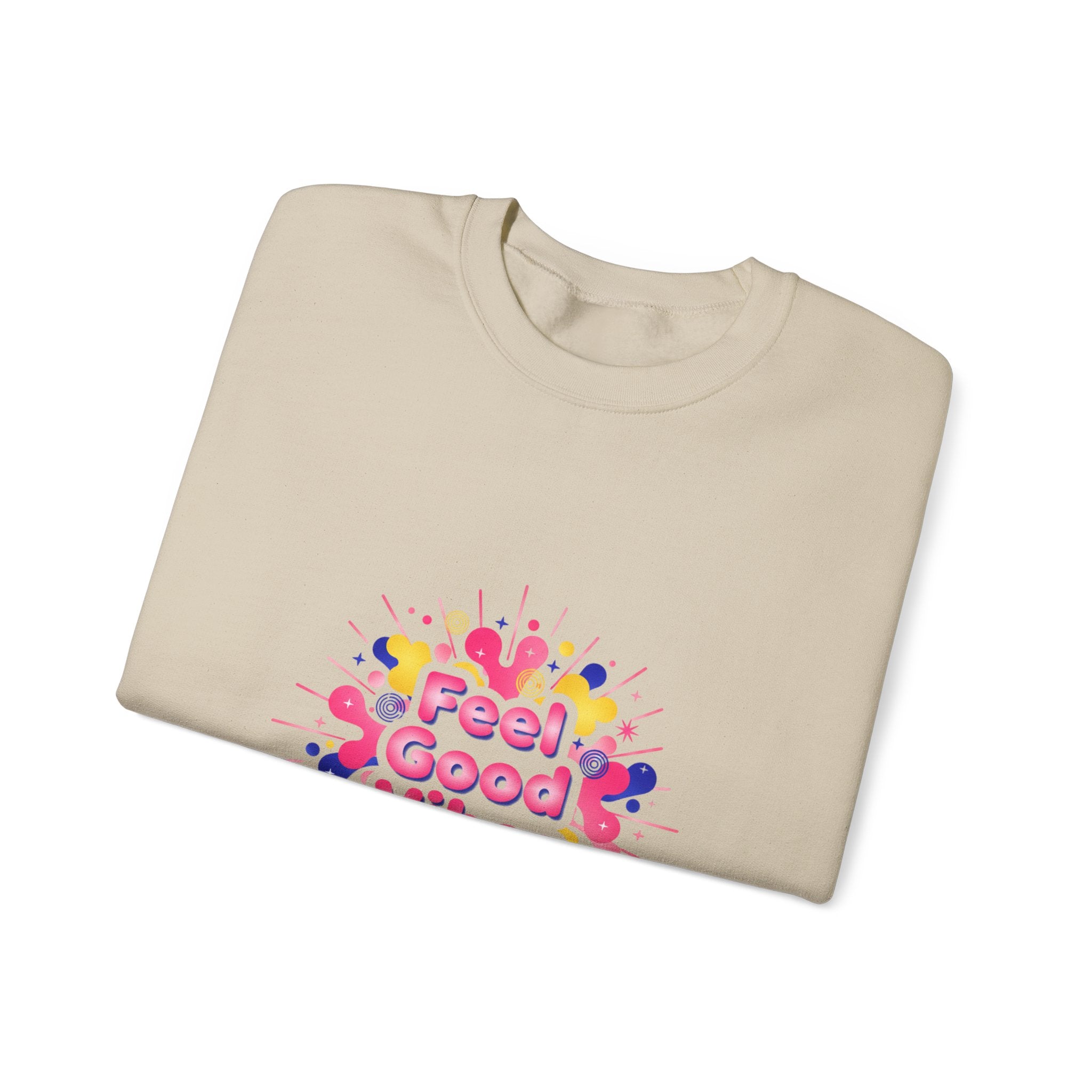 Feel Good Vibes Crewneck Sweatshirt | Dopamine Decor, Neon Gradient Squiggle Art