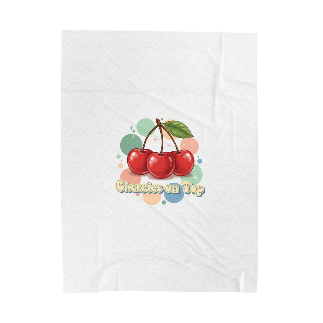 Cherry Cluster Plush Blanket | Retro Kawaii Fruit Motif