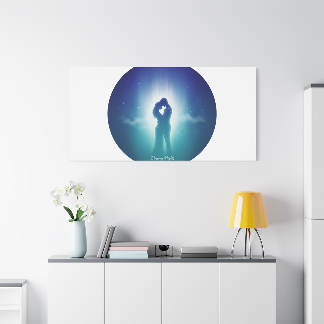 Dreamy Nightscape Canvas | Afterlight Atmospheric Print, Luminous Night Bloom