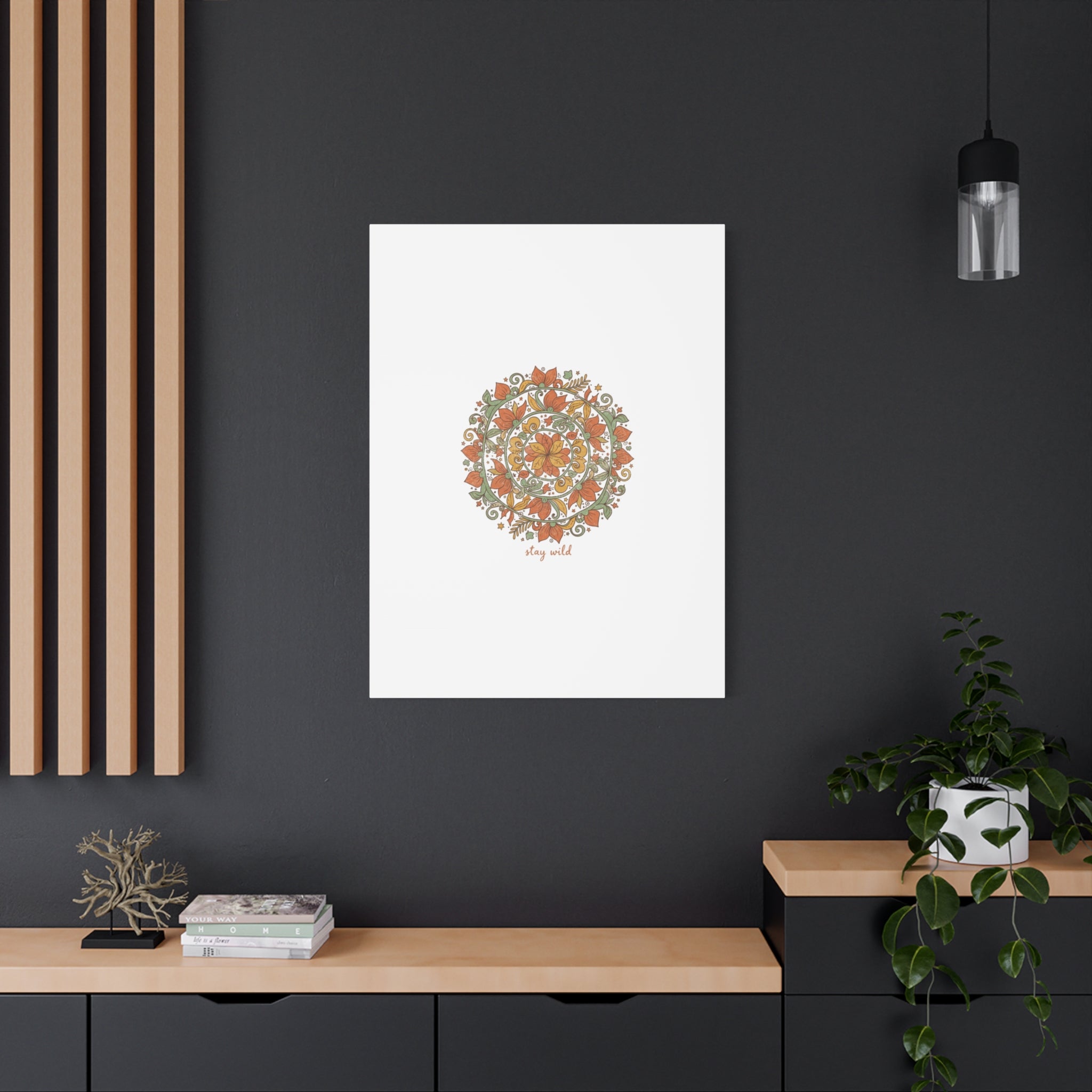 Stay Wild Mandala Canvas, Boho Paisley Wall Art | Artisanal Boho Print