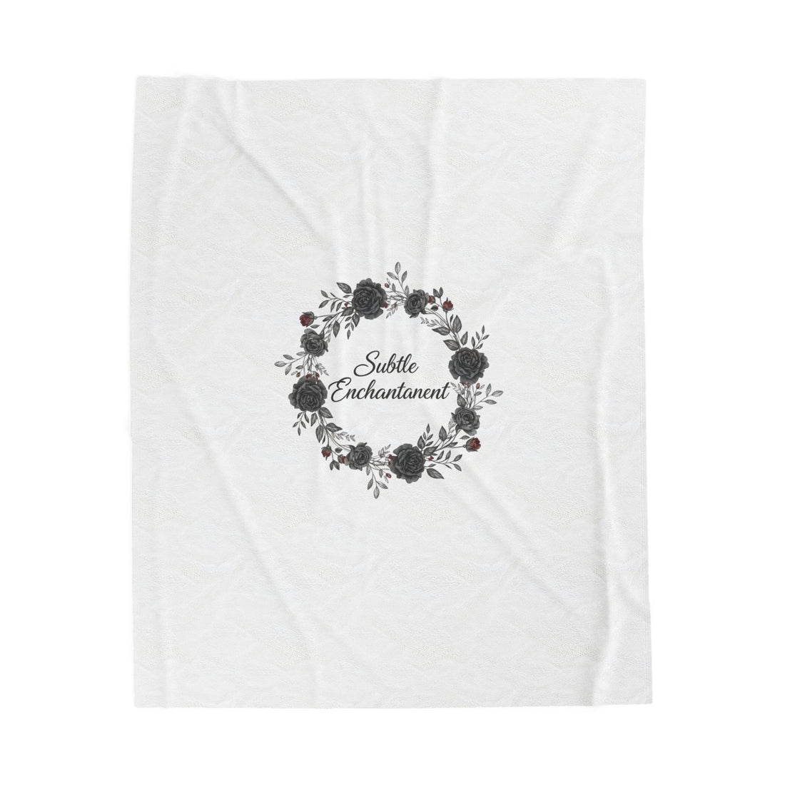 Moon Rose Wreath Velveteen Plush Blanket | Romantic Gothic Lite, soft goth aesthetic