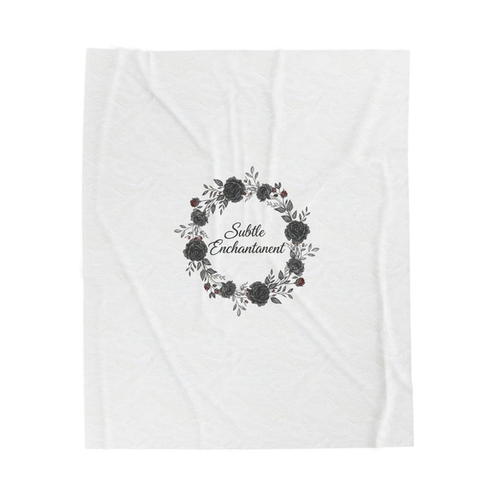 Moon Rose Wreath Velveteen Plush Blanket | Romantic Gothic Lite, soft goth aesthetic