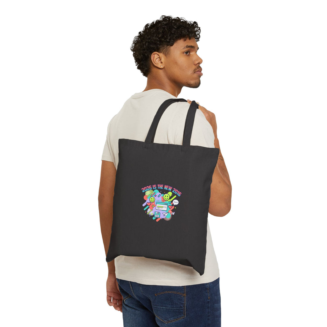 Vintage Internet Aesthetic Tote, 2010s Nostalgia pixel art | throwback vibe canvas