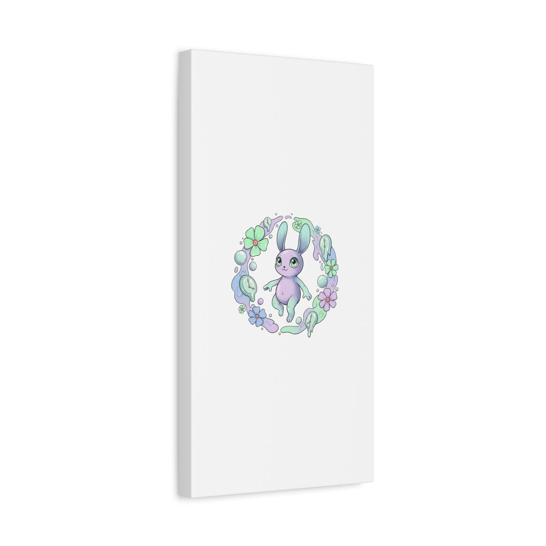 Micro-Surreal Bunny Wreath Canvas | Weirdcore Micro-Surrealism Art