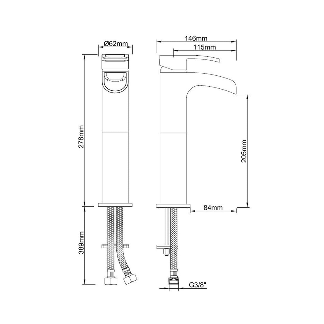 Alegra Hoge Waterval Wastafelkraan Wiesbaden in Chroom