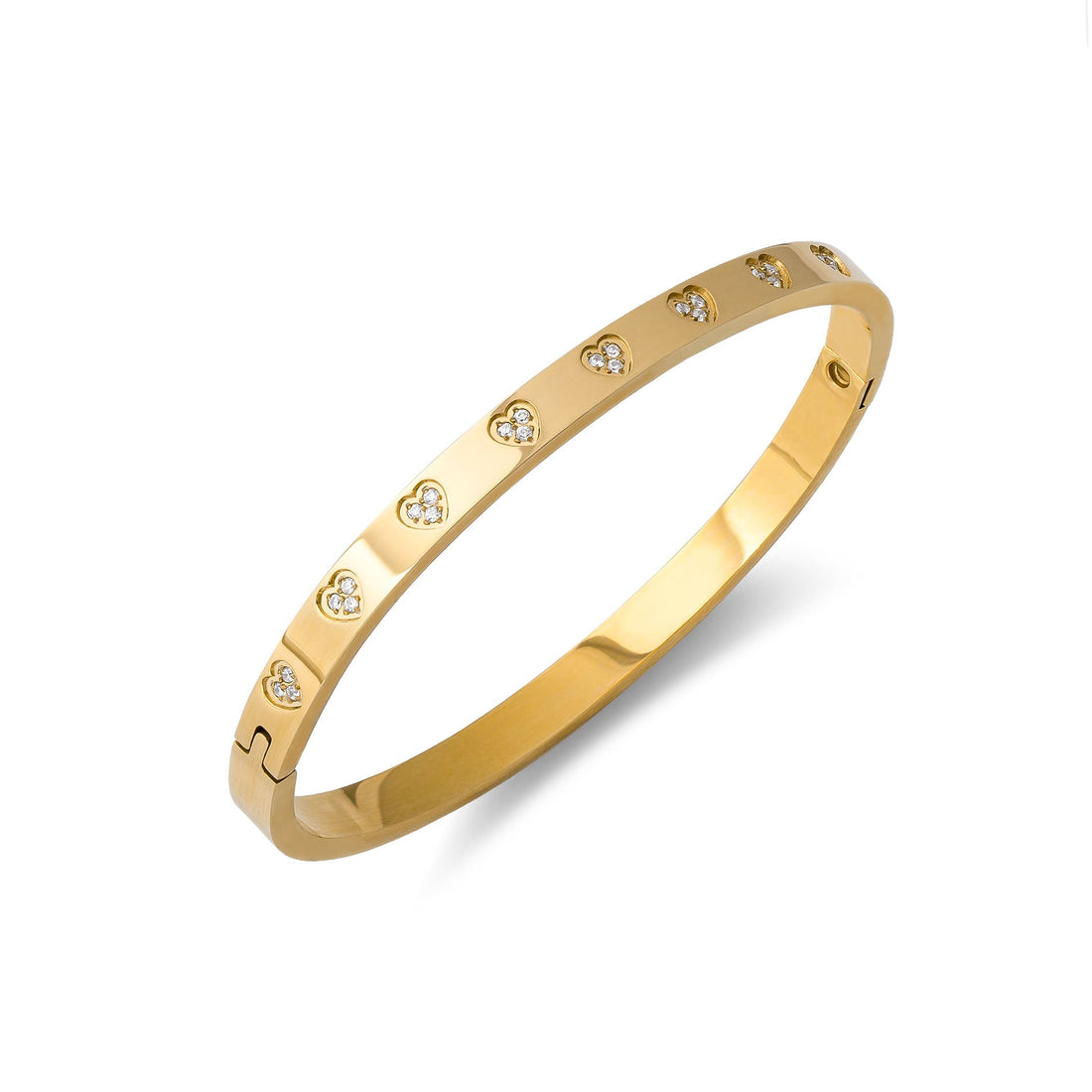 Bangle zirconia hearts gold