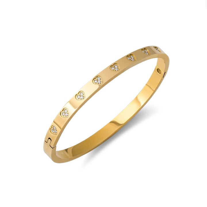 Bangle zirconia hearts gold