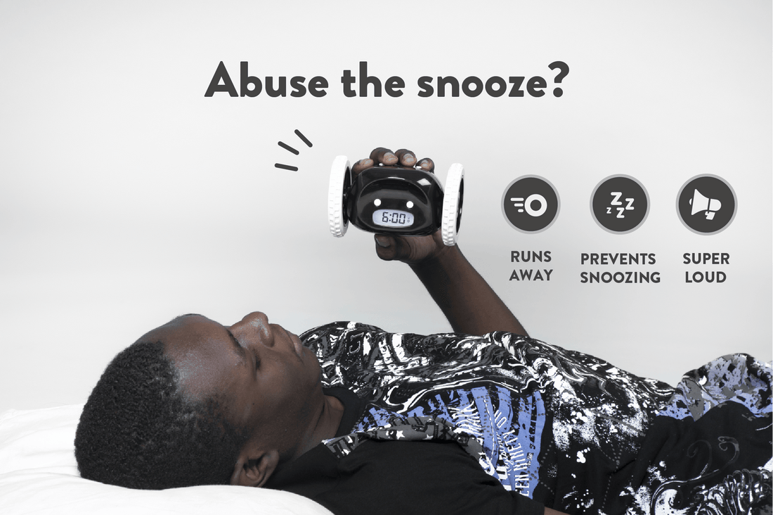 Clocky Black - Alarm clock on wheels - Goat Corp