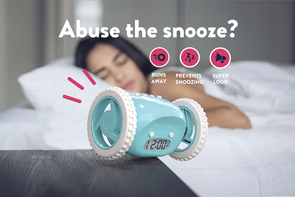 Clocky Blue - Alarm clock on wheels - Goat Corp