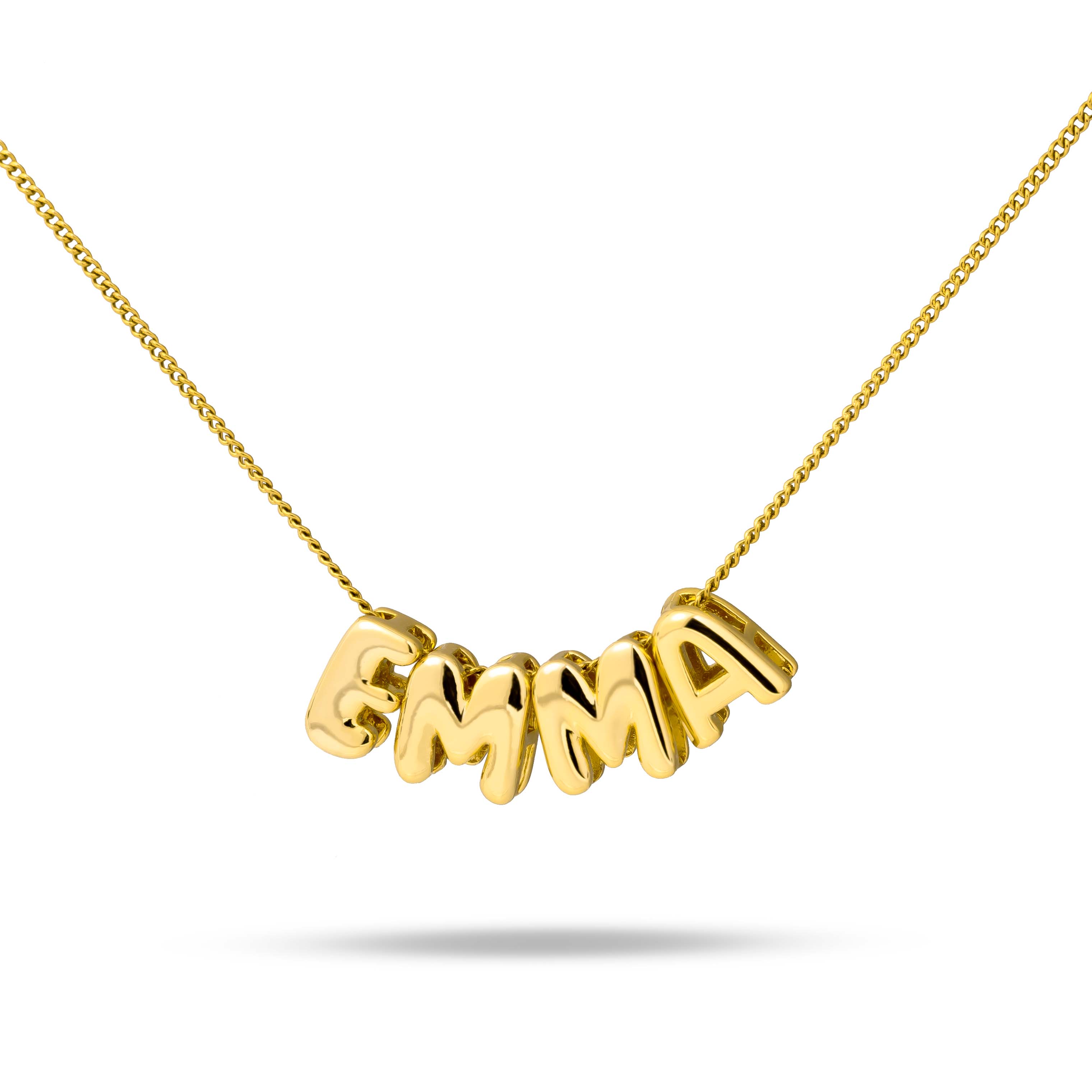 Bubble initials necklace gold