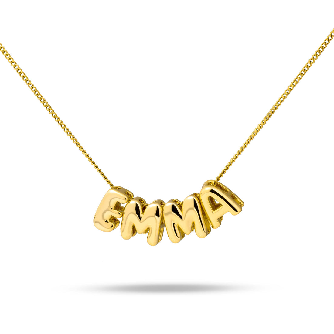 Bubble initials necklace gold