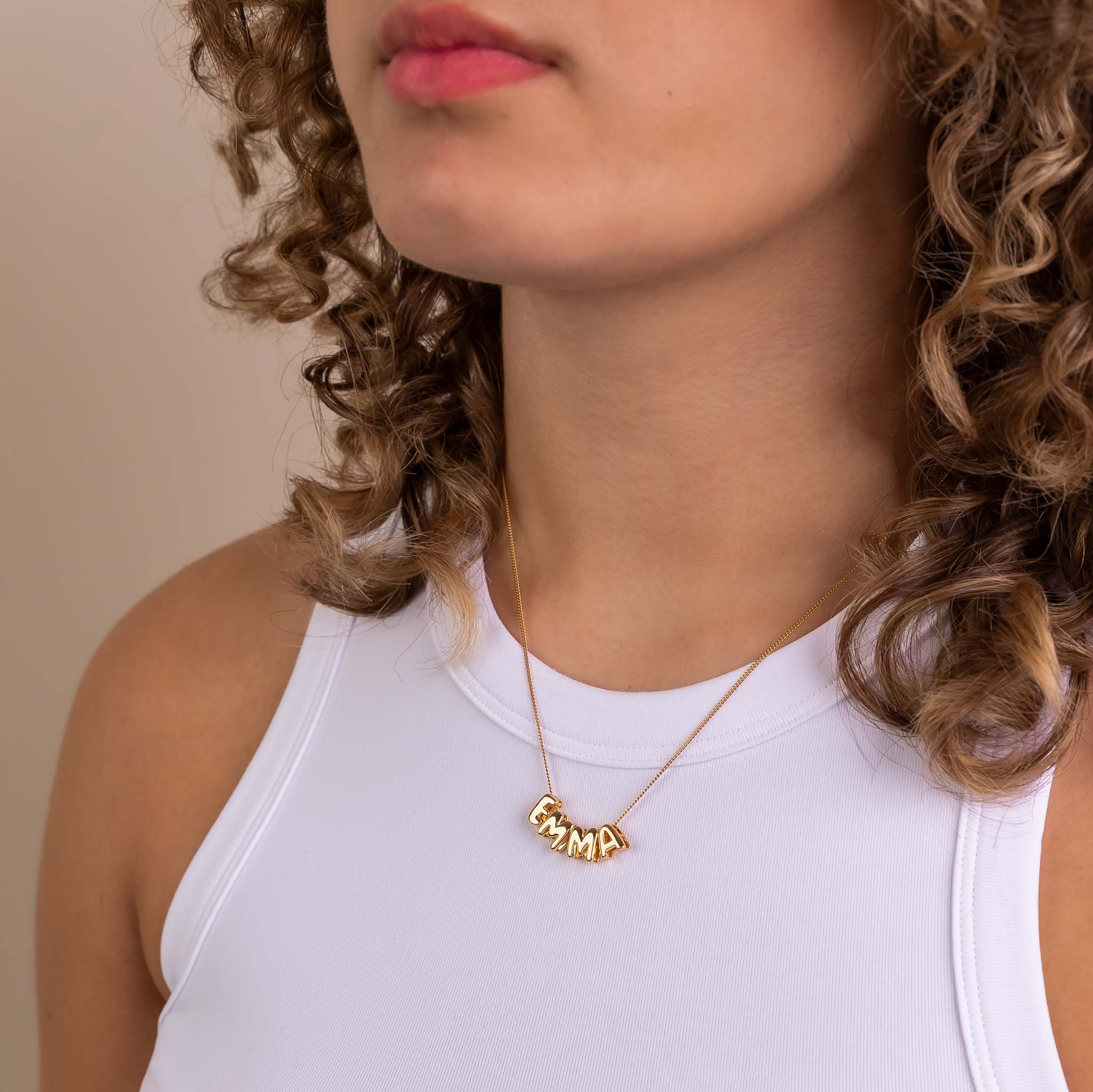 Bubble initials necklace gold