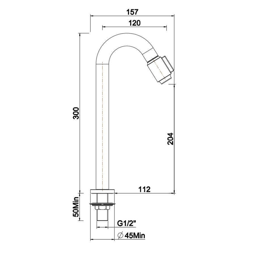 Caral Victoria fonteinkraan XL 1/2'' geborsteld messing PVD