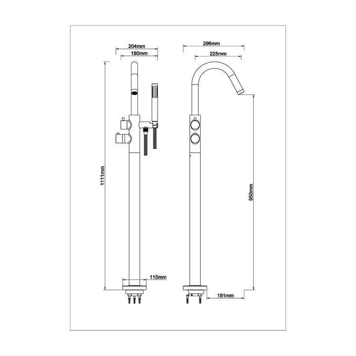 Caral Vrijstaande Badkraan Wiesbaden Thermostatisch Compleet in Mat Zwart